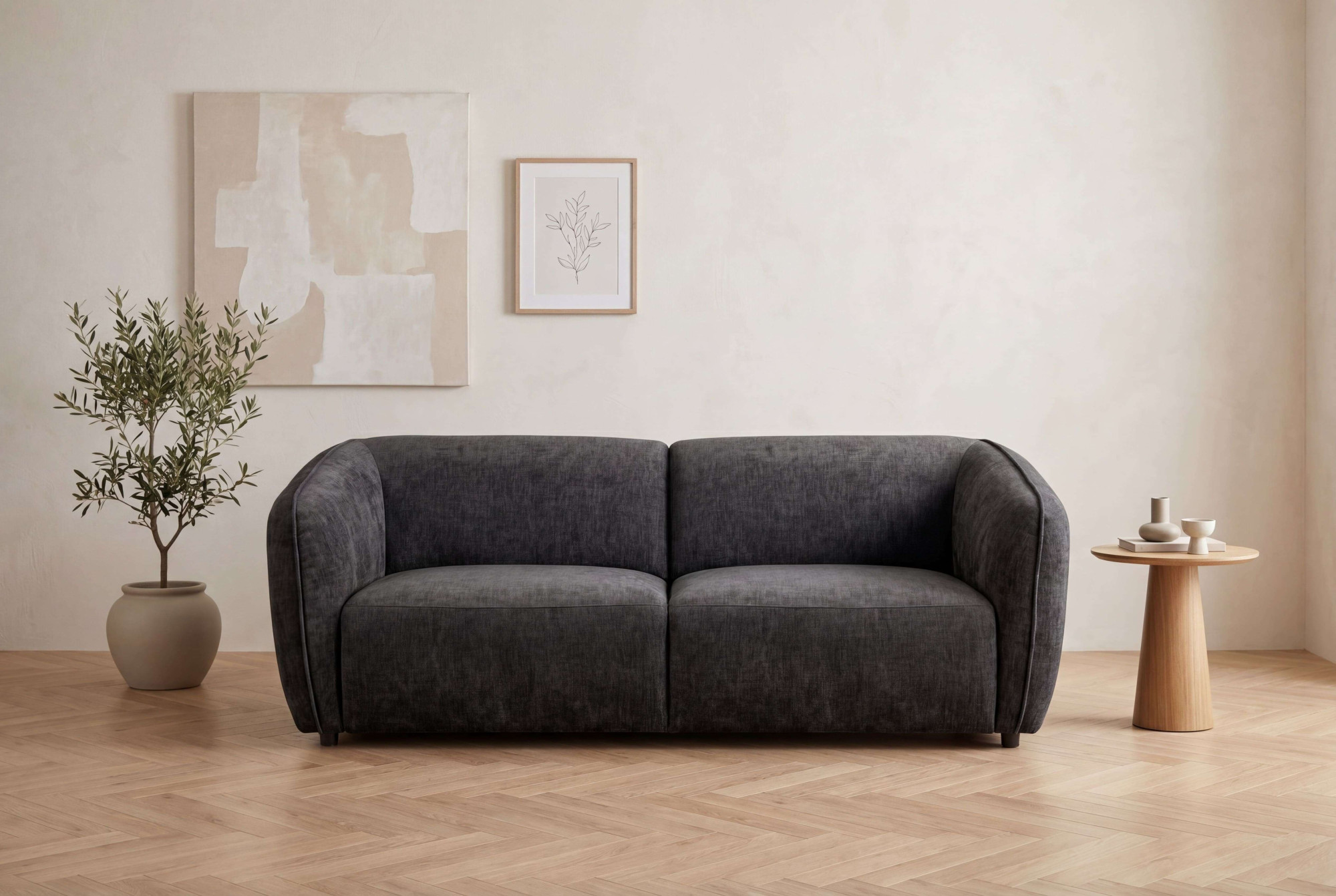 OTTO home 2,5-Sitzer "OSTRUP, Naturtöne, Boucle oder Chenille" Breite 201 cm, organische Form mit sanften Rundungen