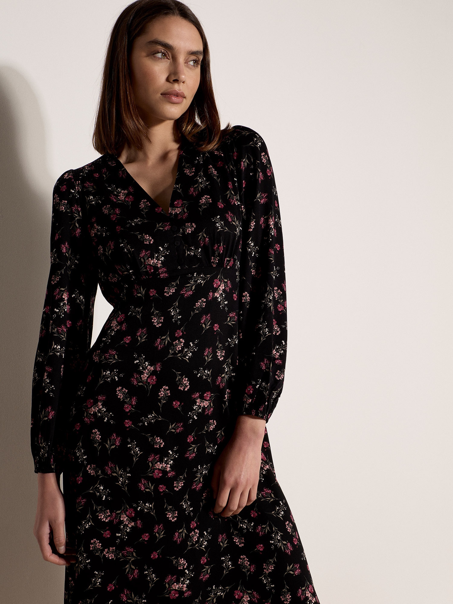 Apricot Midikleid »Wadenlanges Kleid« mit Blumenprint