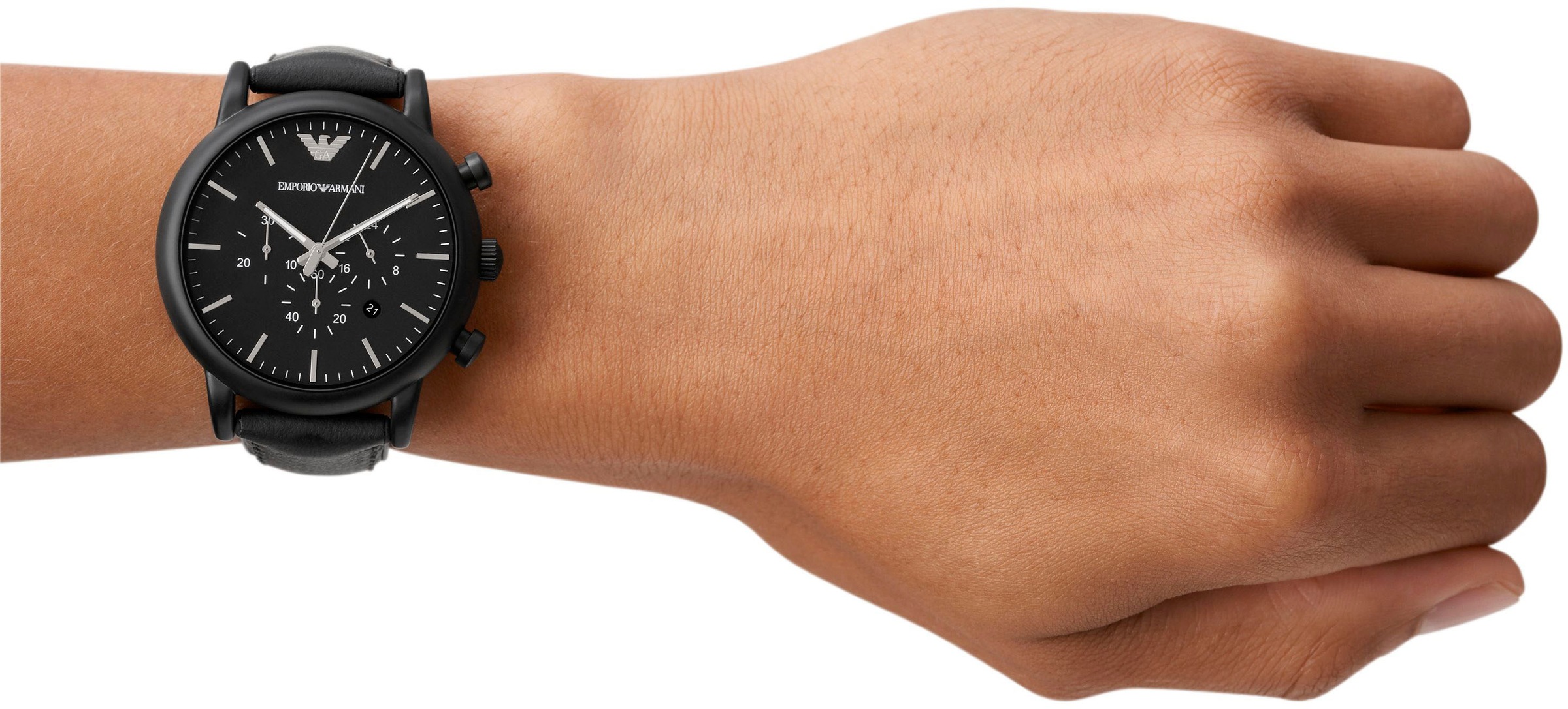 Emporio Armani Chronograph, Quarzuhr, Armbanduhr, Herren, Stoppfunktion, Datum, 12/24-Std.-Anzeige