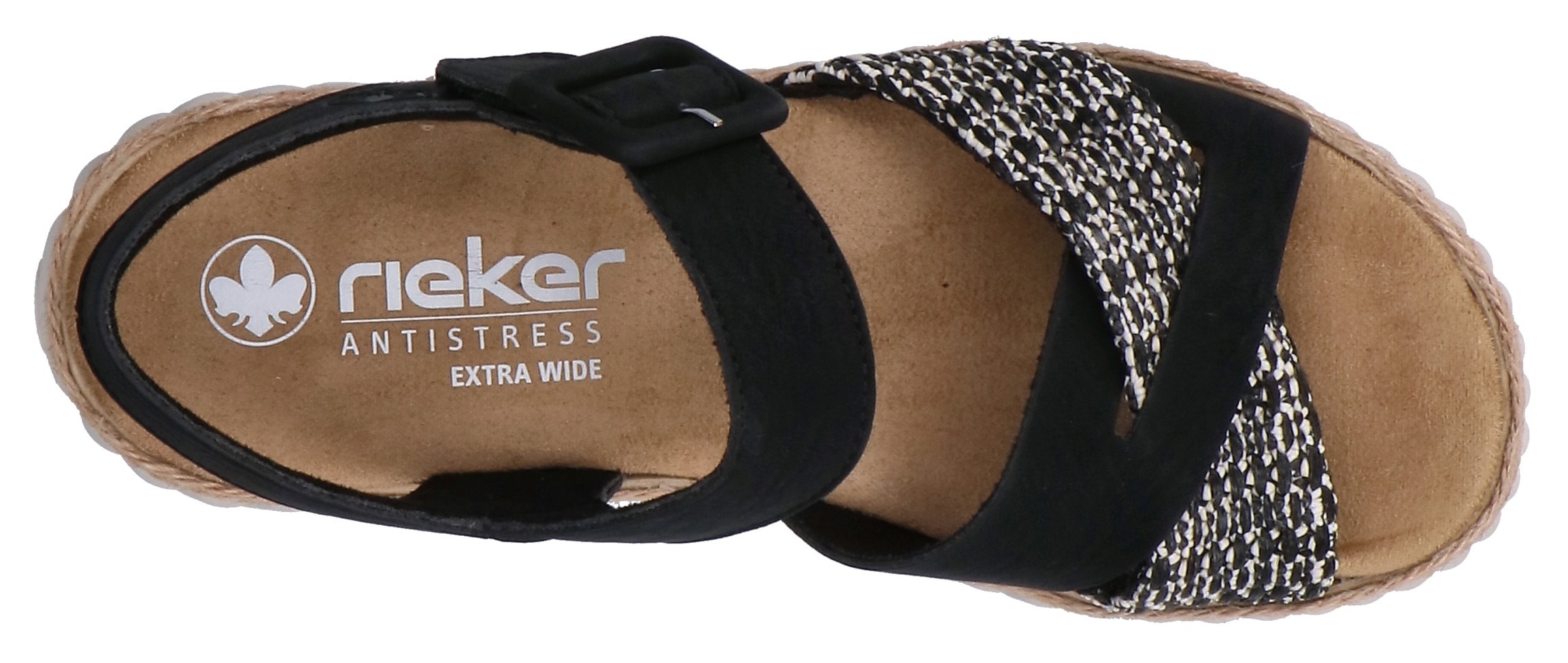 Rieker Sandale  Sommerschuh, Strandschuh, Urlaubsschuh mit Bastumrahmung