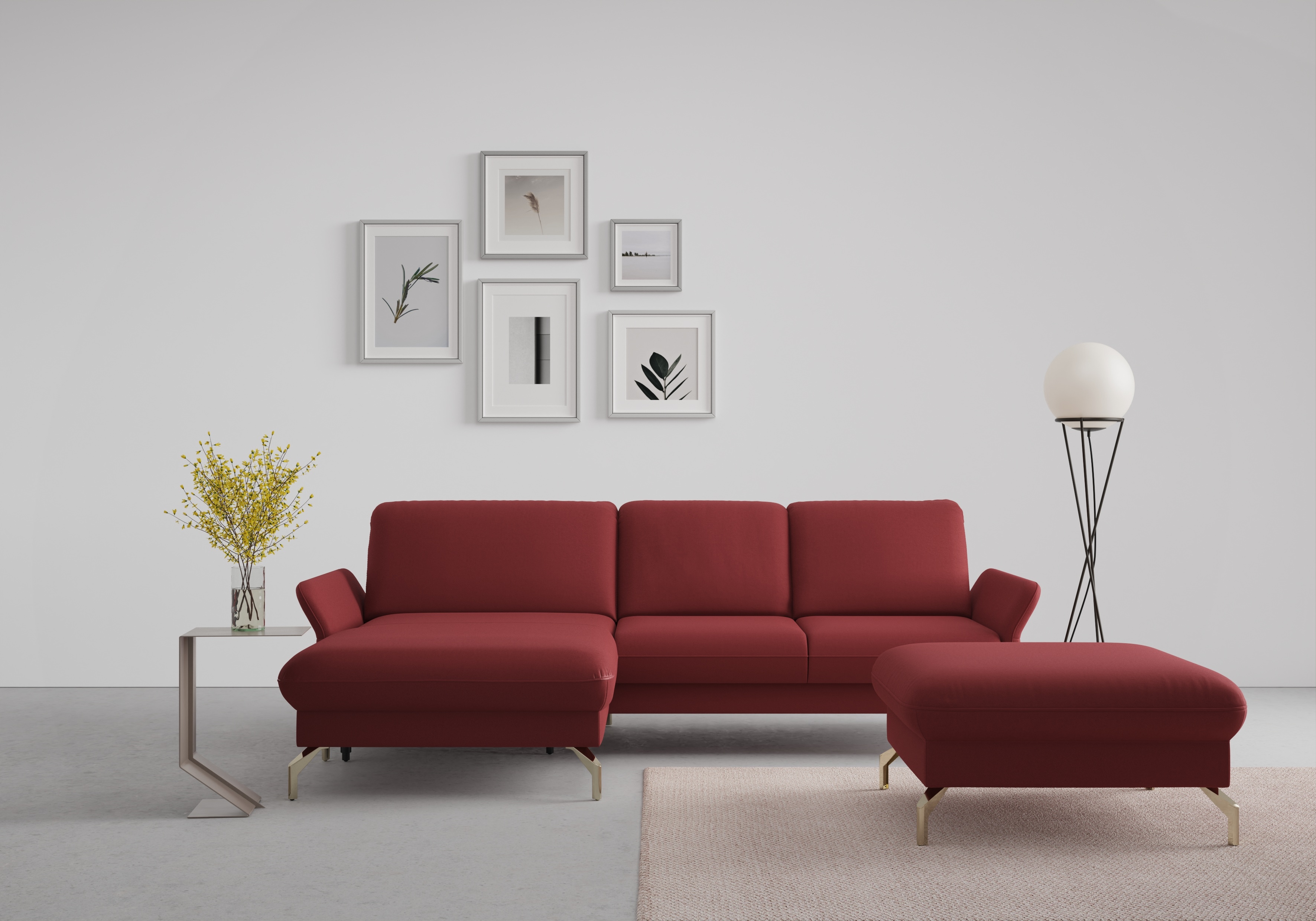 sit&more Ecksofa "Fashion L-Form" wahlweise mit Kopfteilverstellung, Vorziehsitz, motorisch, Nickelfüße
