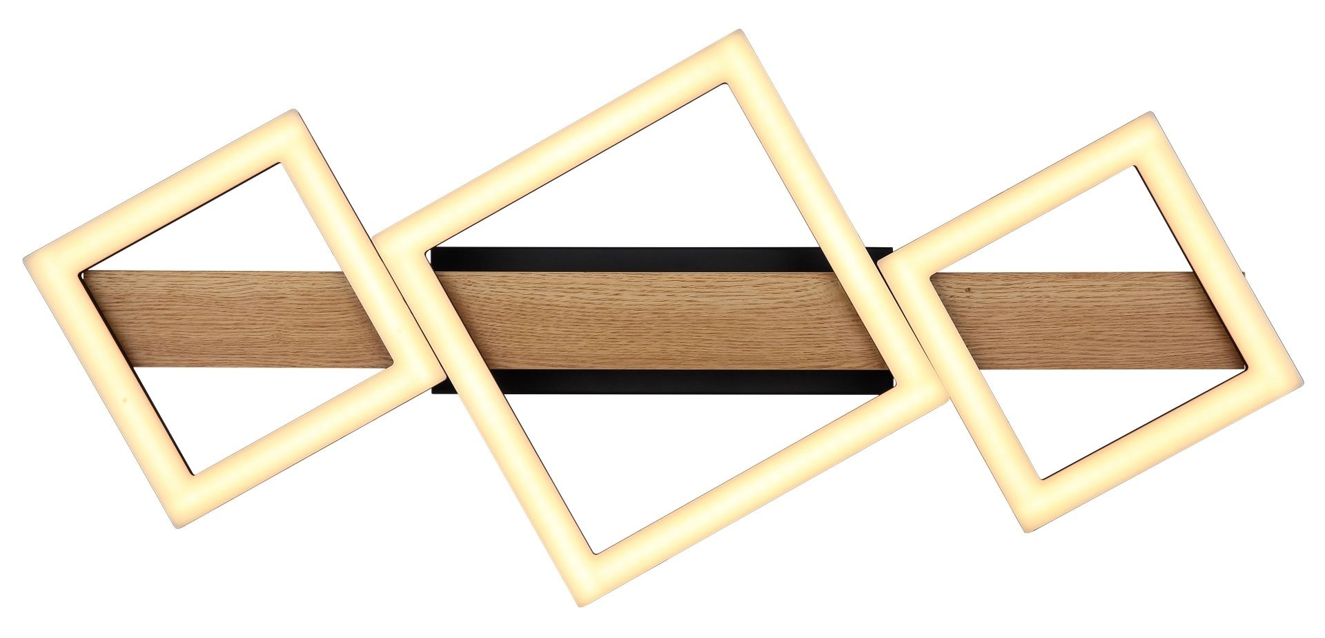 GLOBO LIGHTING LED Deckenleuchte »DUSTIN«, Leuchtmittel LED-Modul | LED fest integriert, Deckenlampe, Holz, unterschiedliche Quadrate, Wohnbereich