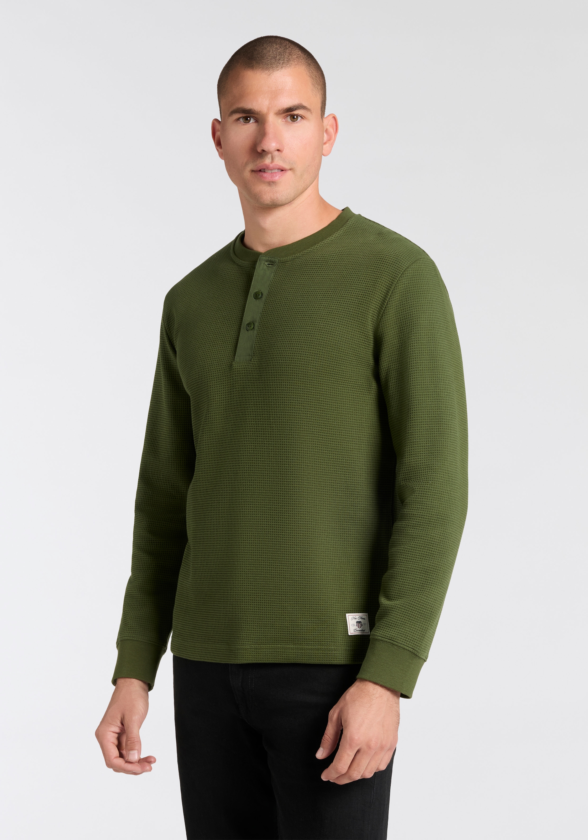 Gant Henleyshirt "WAFFLE LS HENLEY" Rundhalsausschnitt, Regular fit, Waffel günstig online kaufen