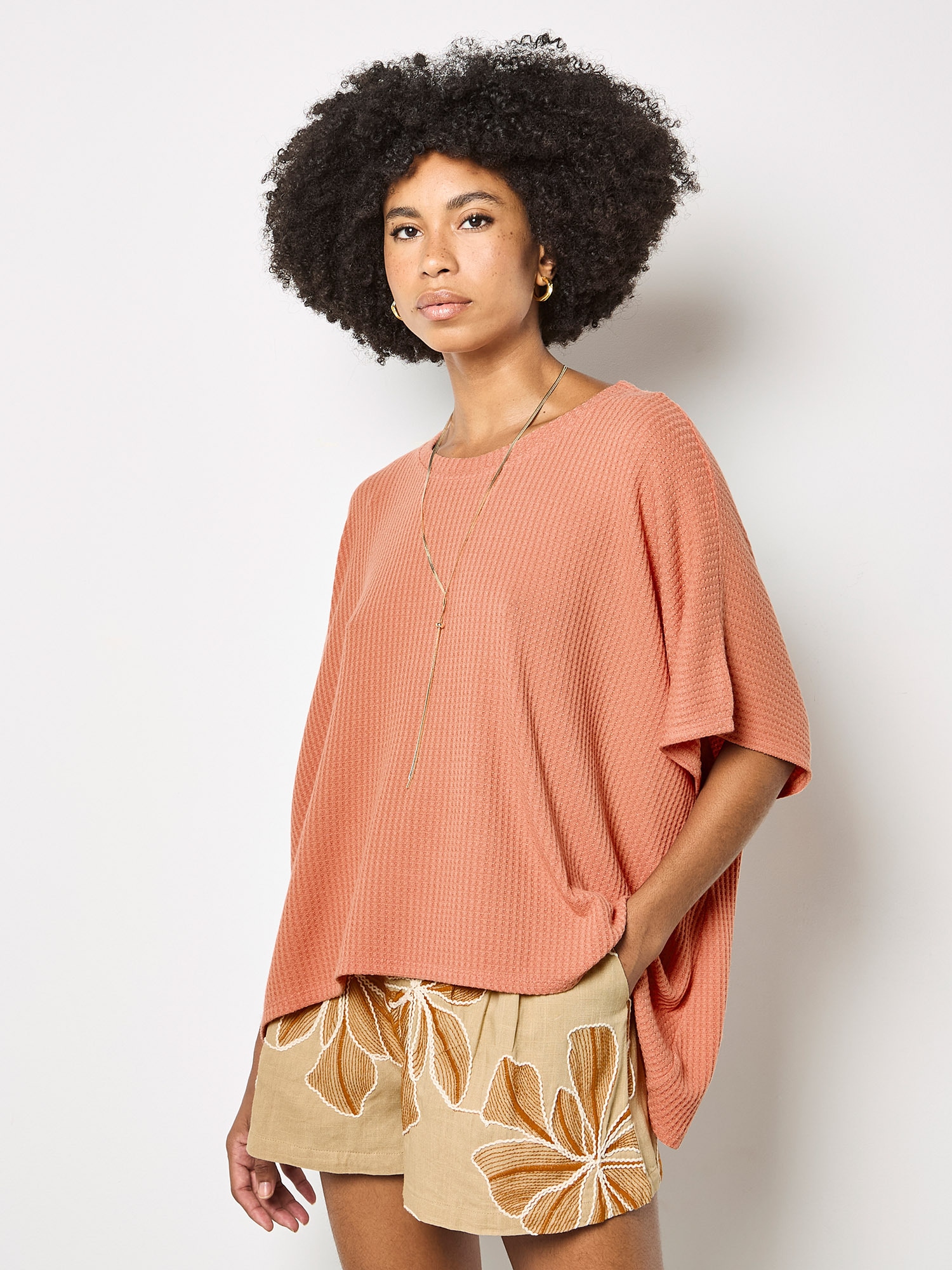 Apricot Fledermausshirt "Waffelstrick-Tunika"