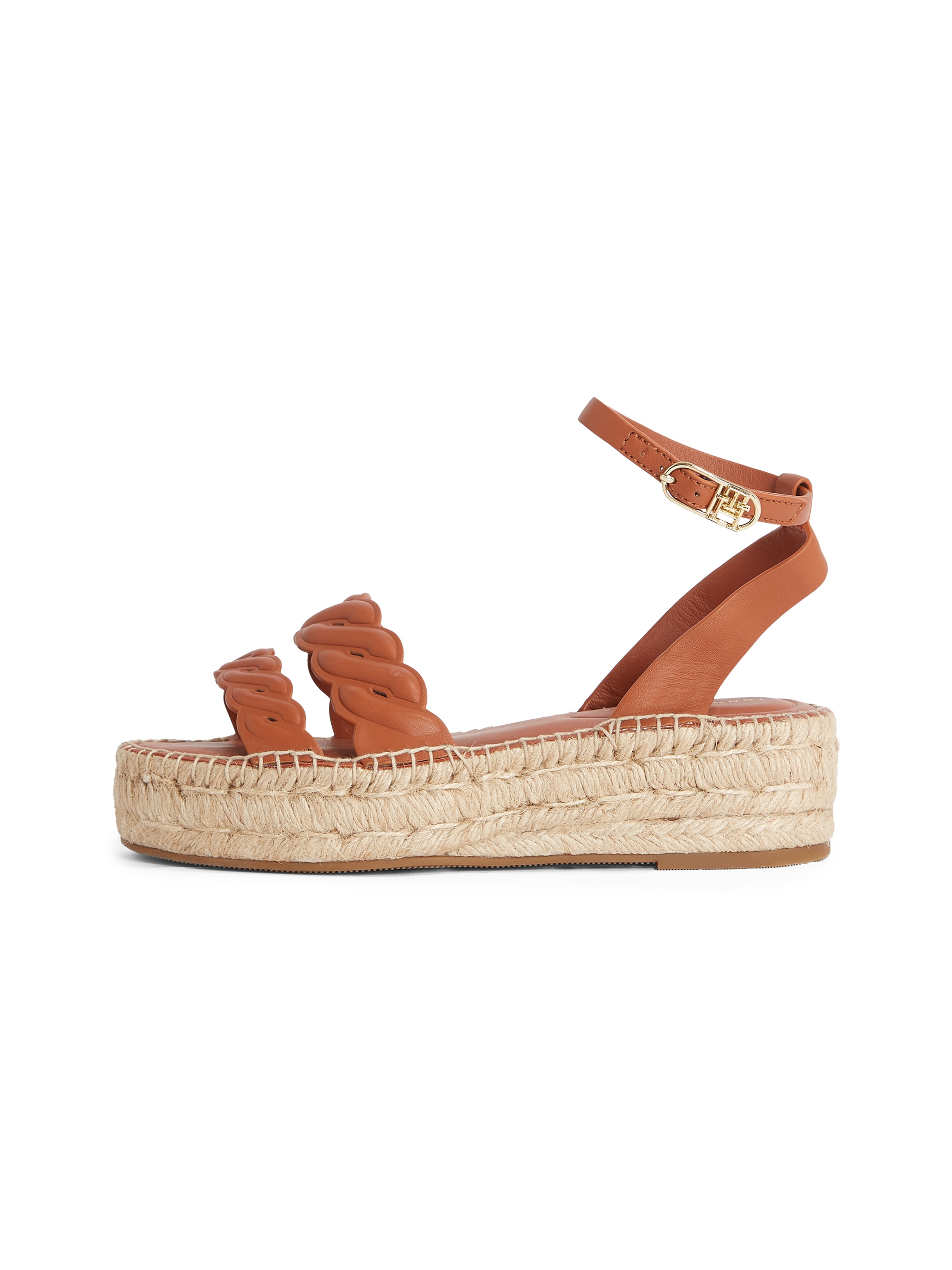 Tommy Hilfiger Keilsandalette »LEATHER ROPE REAL ESPAD SANDAL«, Plateau, Sommerschuh, Riemchensandale mit verstellbarer Schnalle