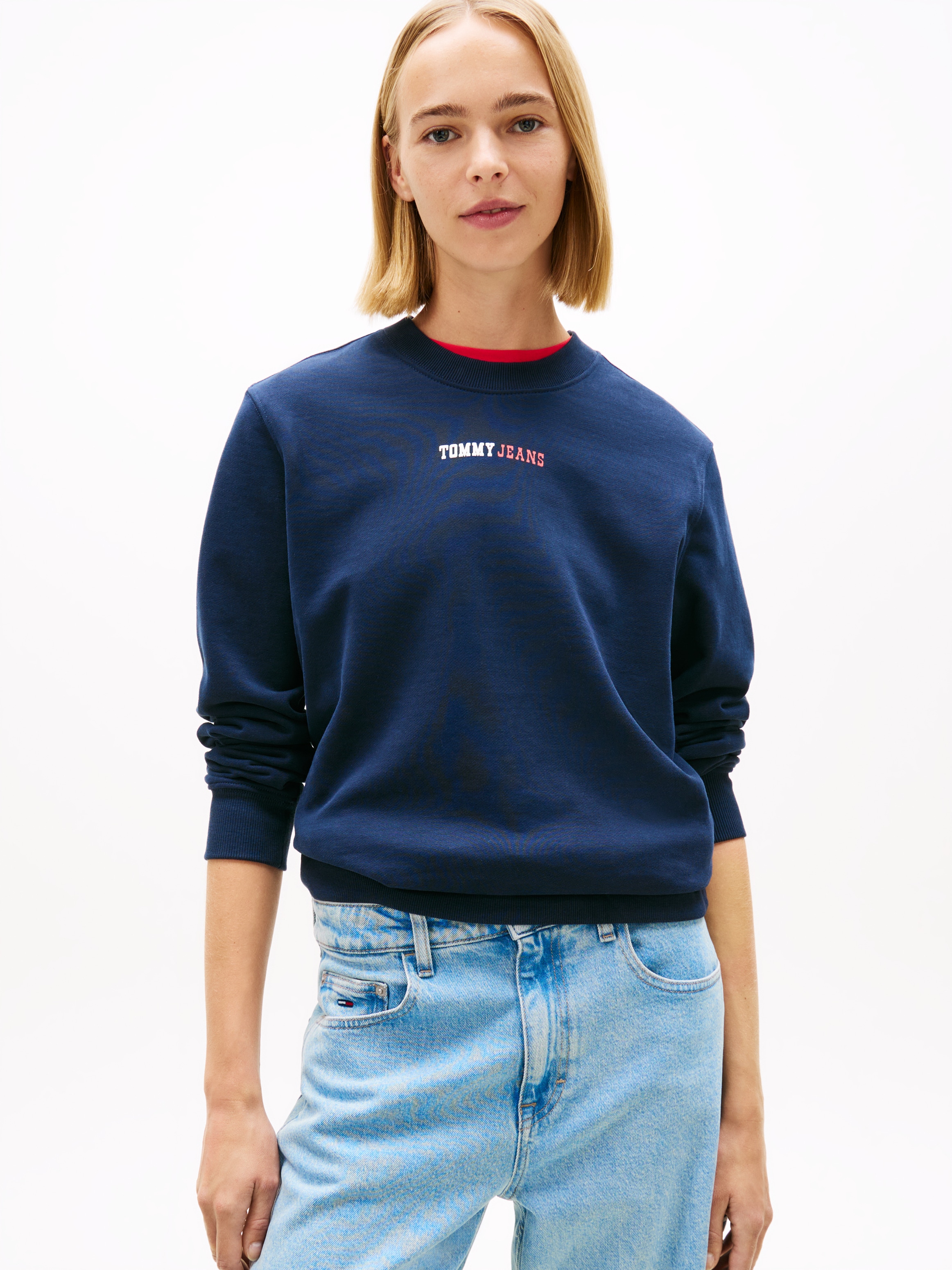 Tommy Jeans Sweatshirt "TJW REG ESS LOGO 2 CREW EXT", Baumwoll-Sweatware, Logoschriftzug