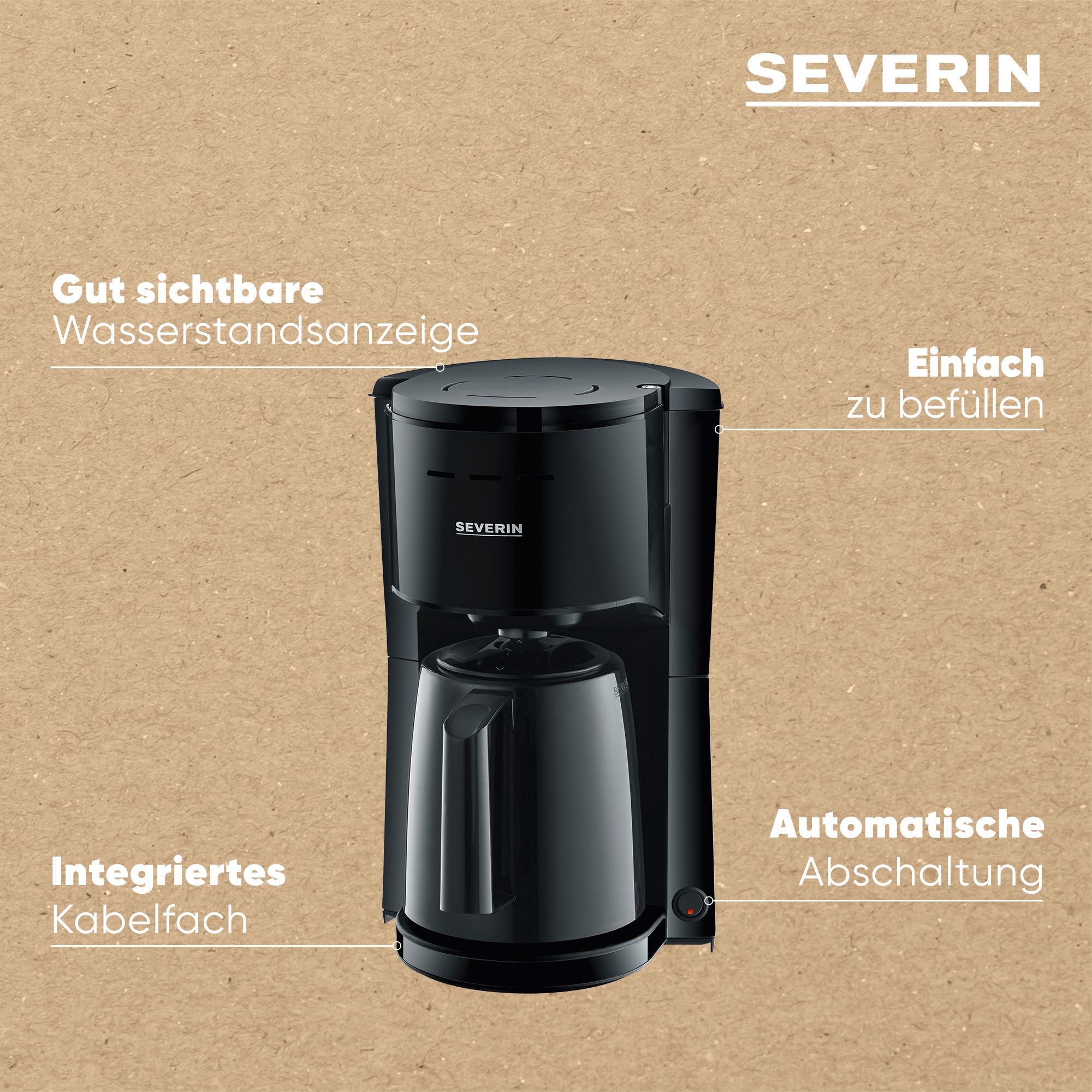 Severin Filterkaffeemaschine »KA 9306« 1 l Kaffeekanne Papierfilter 1x4 Thermokanne mit Durchbrühdeckel