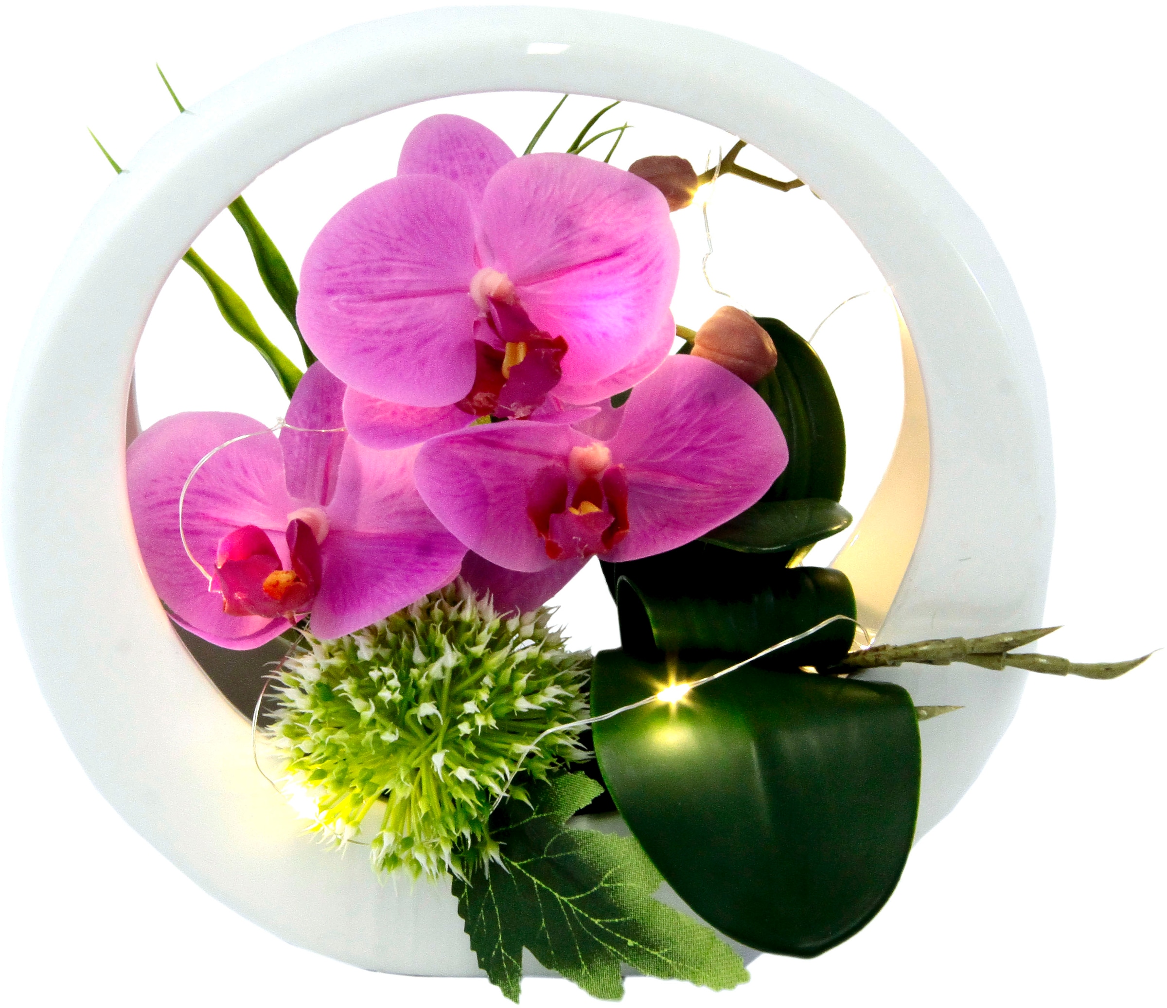 I.GE.A. Kunstorchidee "Orchidee", im Keramiktopf, mit LED-Beleuchtung