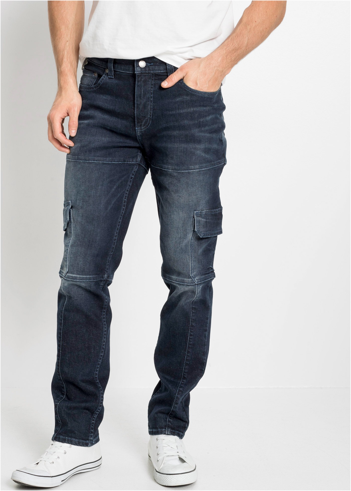 bonprix Cargojeans "Slim Fit Cargo-Stretch-Jeans, Straight" Slim Fit, aus B günstig online kaufen