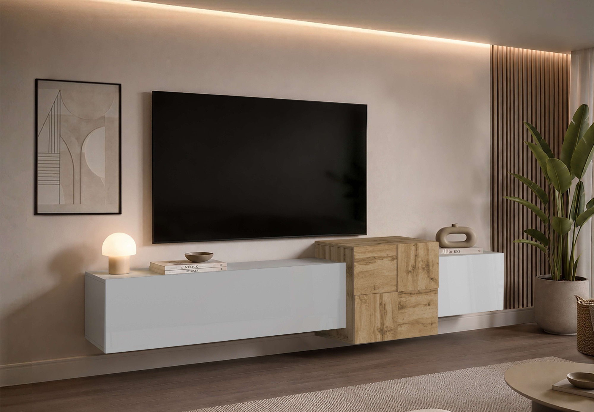 OTTO home Lowboard »Lowboard NEXOS,Lowboard,TV-Kommode,TV-Möbel,TV-Bank« 1 Stk. tlg. Mit 2 Drehtüren, 1 Klapptür, 4 geschl. Fächern, reversibel, B. 210 cm