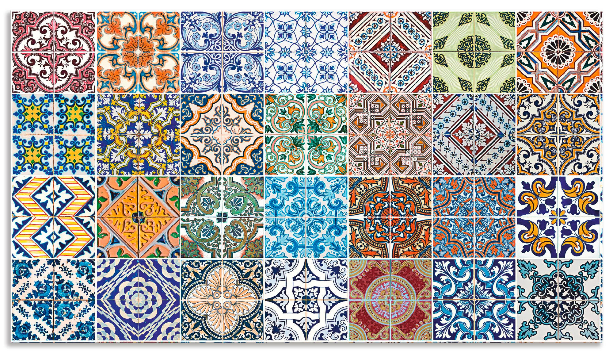 Artland "Gemusterte Keramikfliesen" Alu Spritzschutz mit Klebeband, einfache Montage