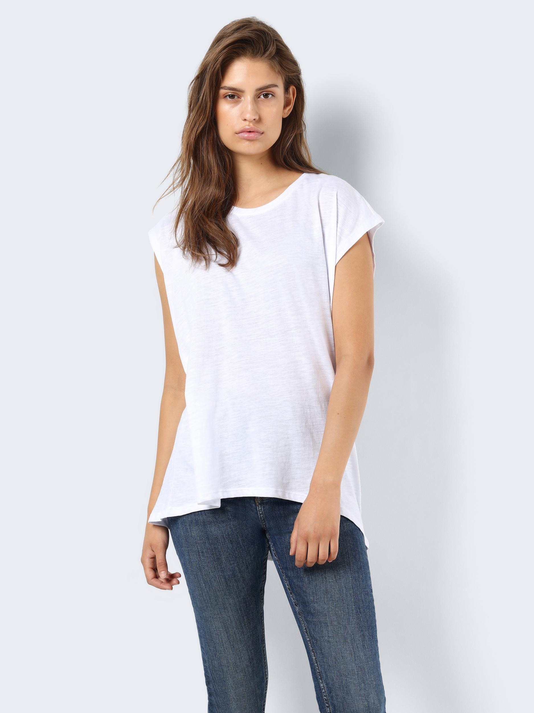 Noisy may Kurzarmshirt "NMMATHILDE S/S LOOSE LONG TOP NOOS" Baumwollmischun günstig online kaufen