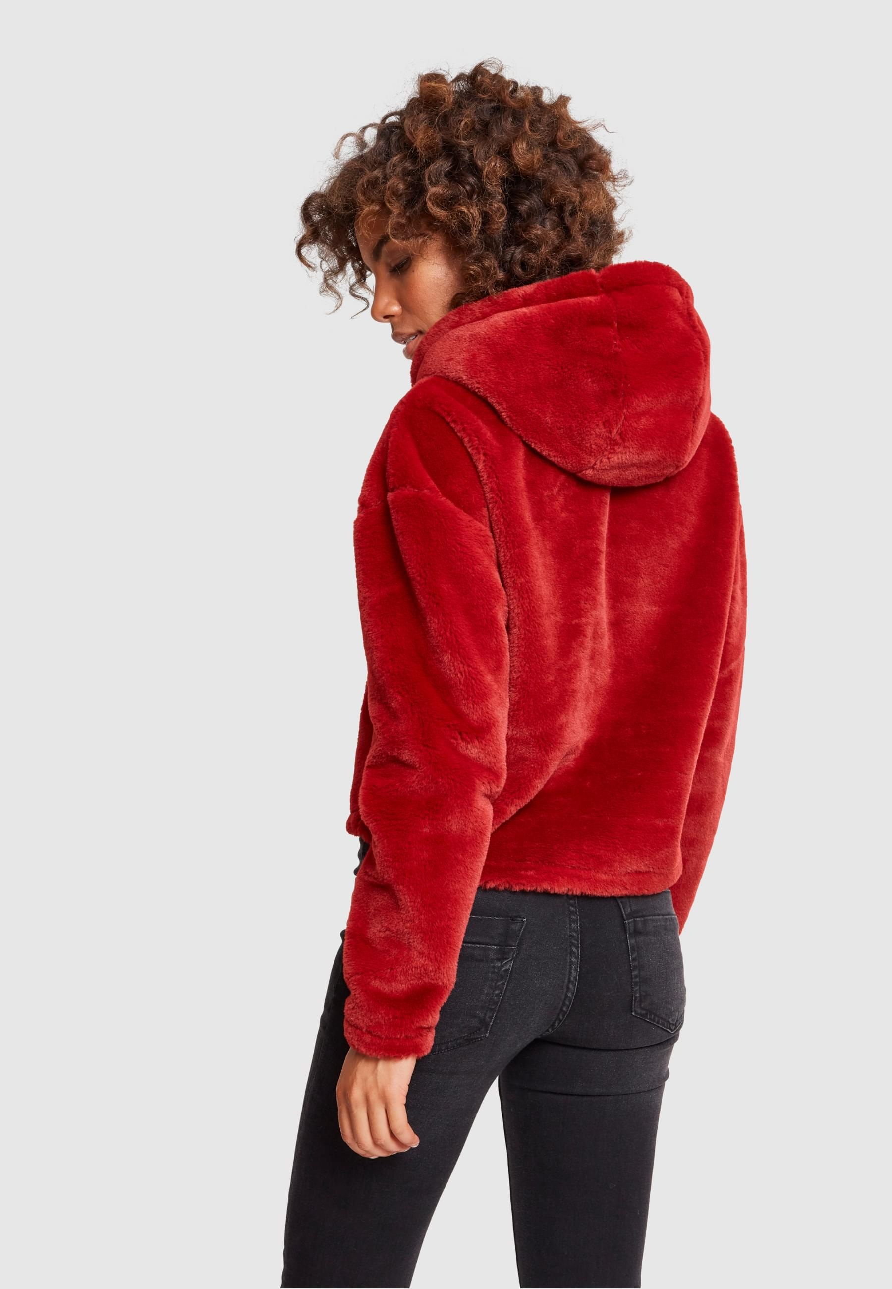 URBAN CLASSICS Rundhalspullover »Urban Classics Damen Ladies Oversize Short Teddy Hoody«, (1 tlg.)