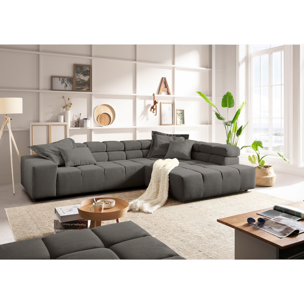 INOSIGN Ecksofa »Ancona incl. Kopfteilverstellung, Zierkissen B/T/H: 319/210/70 cm«