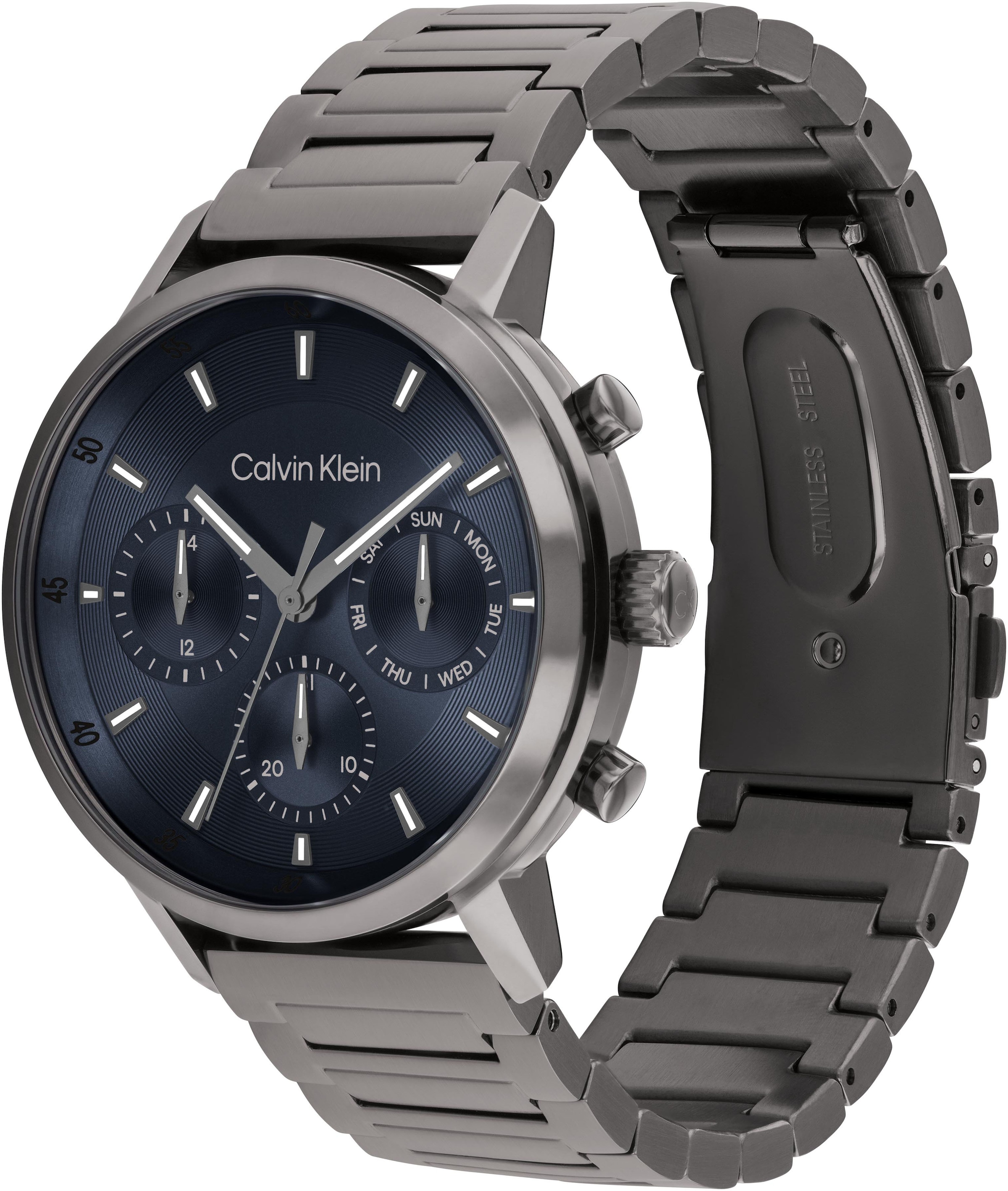 Calvin Klein Multifunktionsuhr »Gauge«, Quarzuhr, Armbanduhr, Herrenuhr, Edelstahlarmband, analog