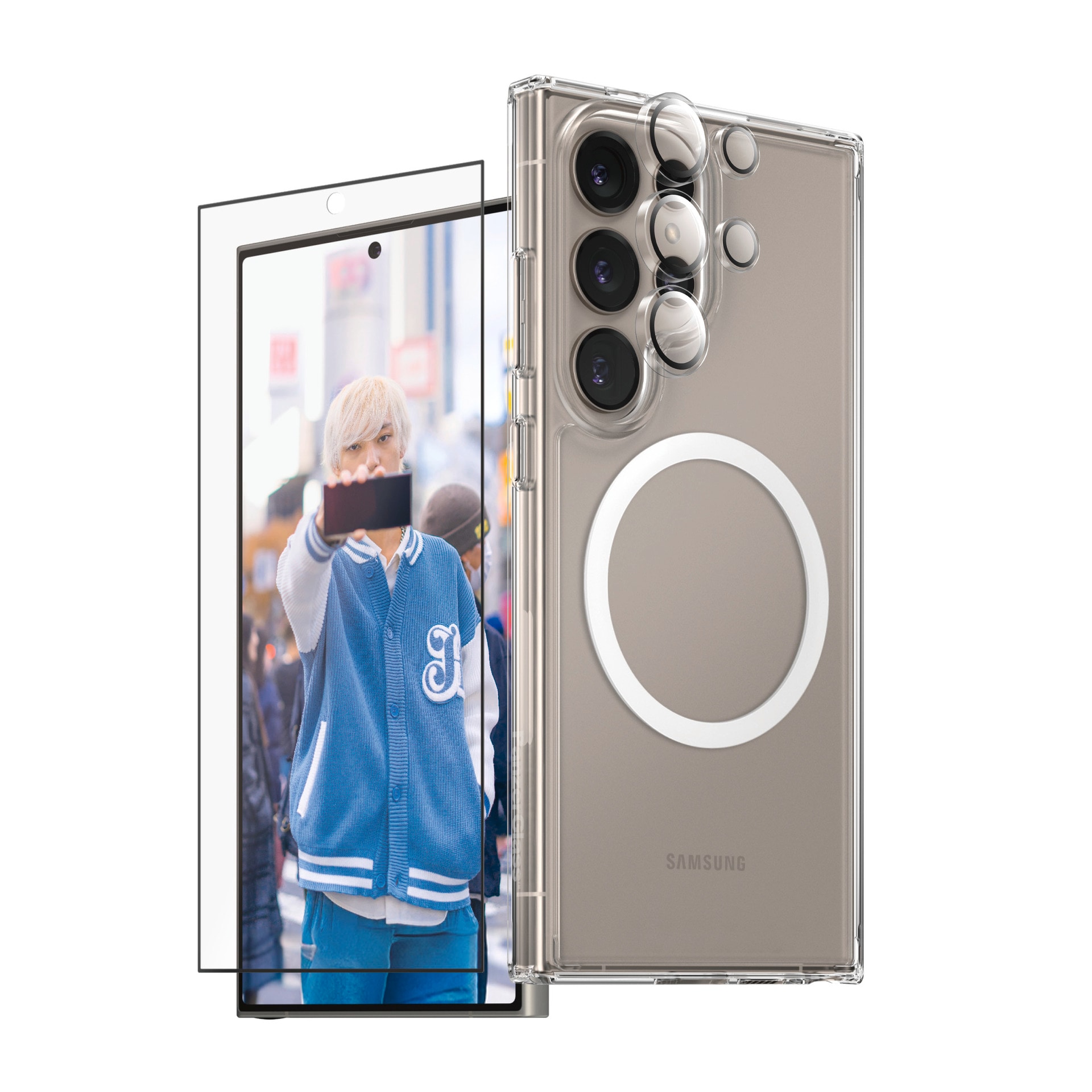 CARE by PanzerGlass Displayschutzglas »3-in-1 Protection Set«, für Samsung Galaxy S25 Ultra, Displayschutzfolie, Schutzfolie, Bildschirmschutz, kratz- & stoßfest