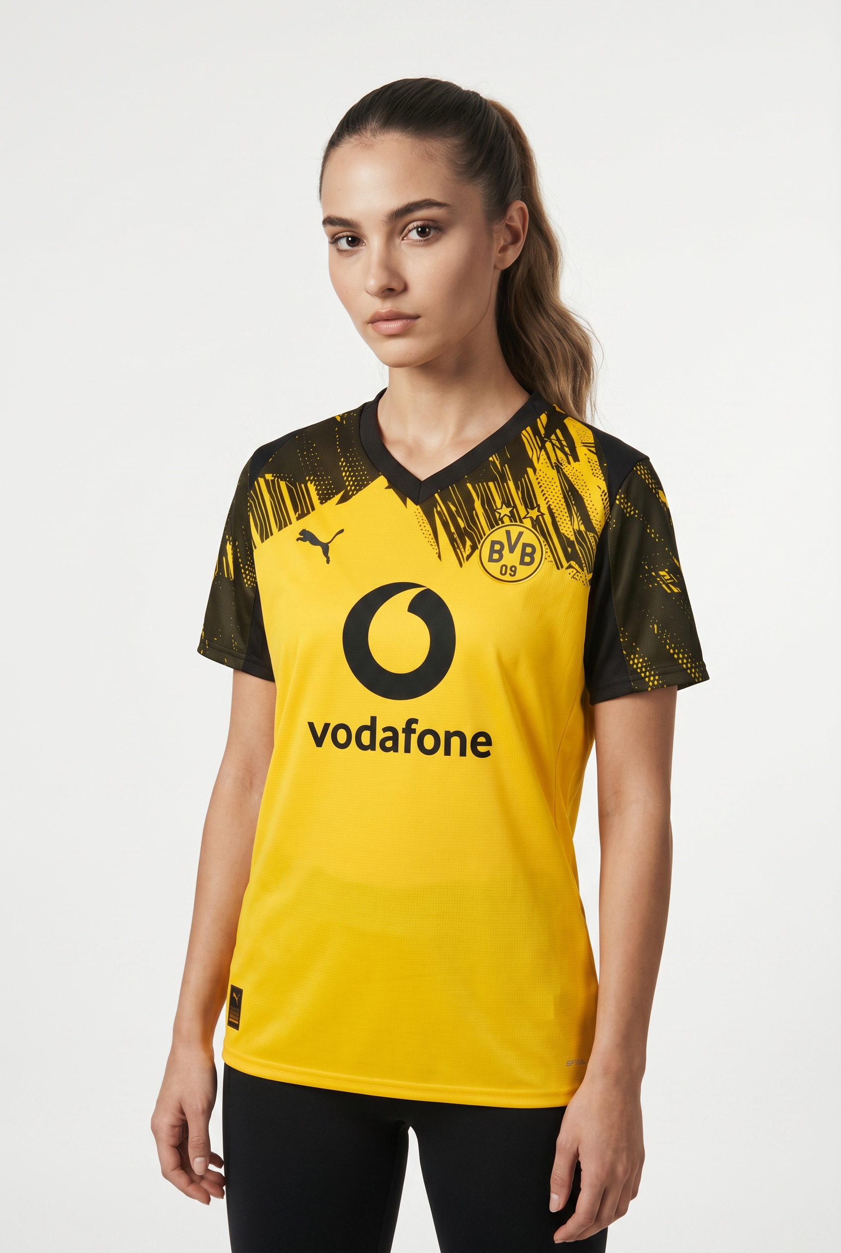 PUMA Fußballtrikot "BVB HOME JERSEY REPLICA W WITH SPONSOR" für Fußball, sportlicher Stil, ohne Kapuze, aus Webmaterial