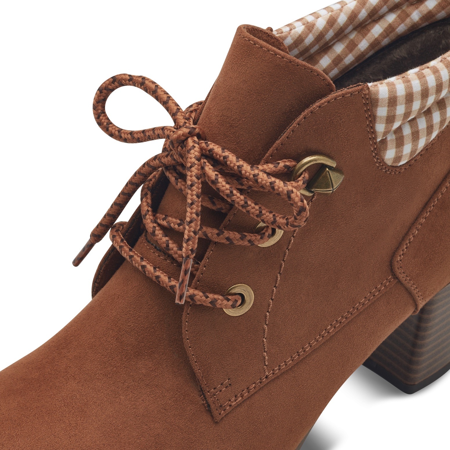 MARCO TOZZI Ankleboots, Blockabsatz, Trachtenmode, Schnürstiefelette mit Label an der Ferse