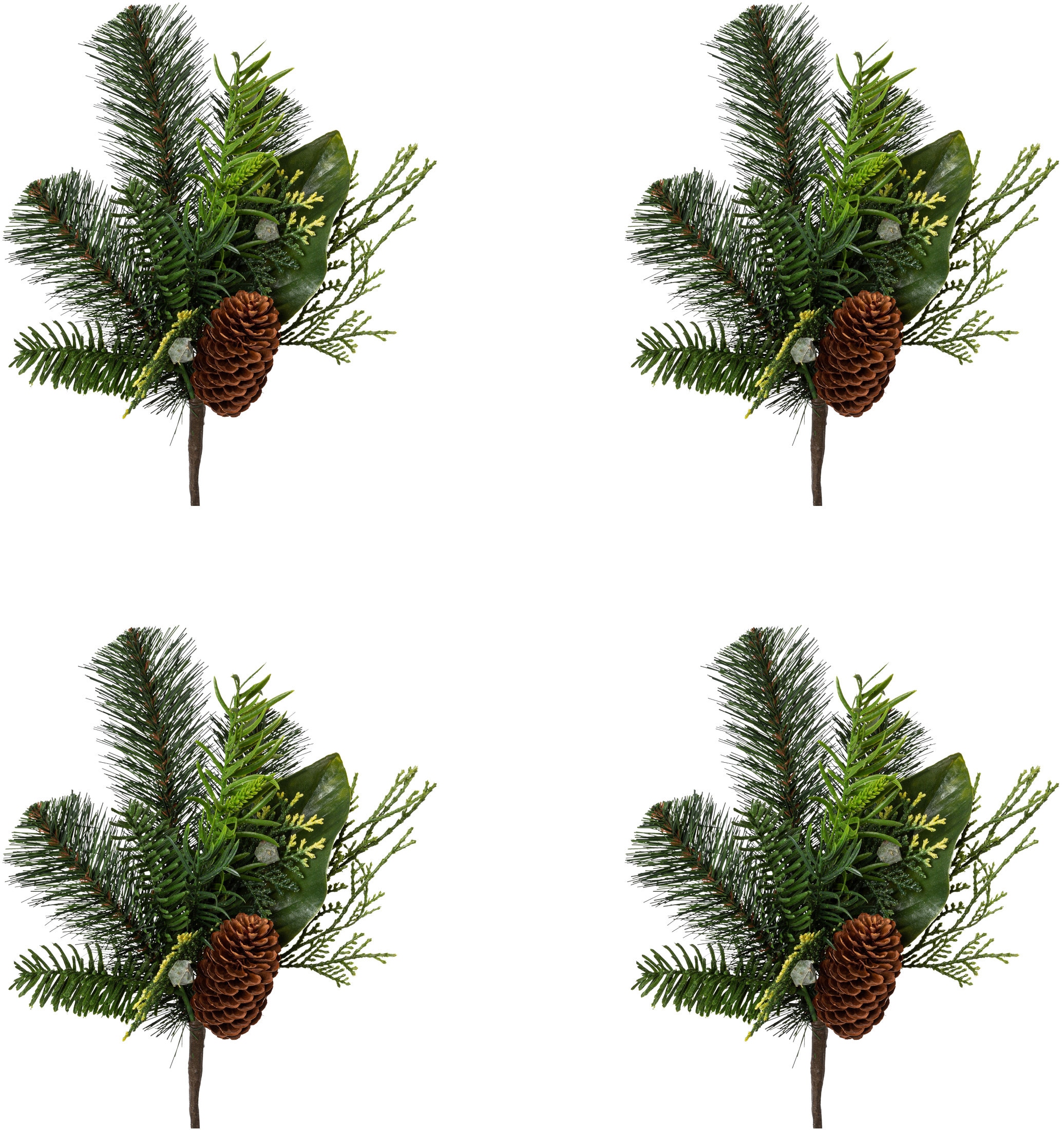 Creativ green Zapfen, 4er-Set Kunstpflanze Zweig Winterliche BAUR | »Weihnachtsdeko«, mit