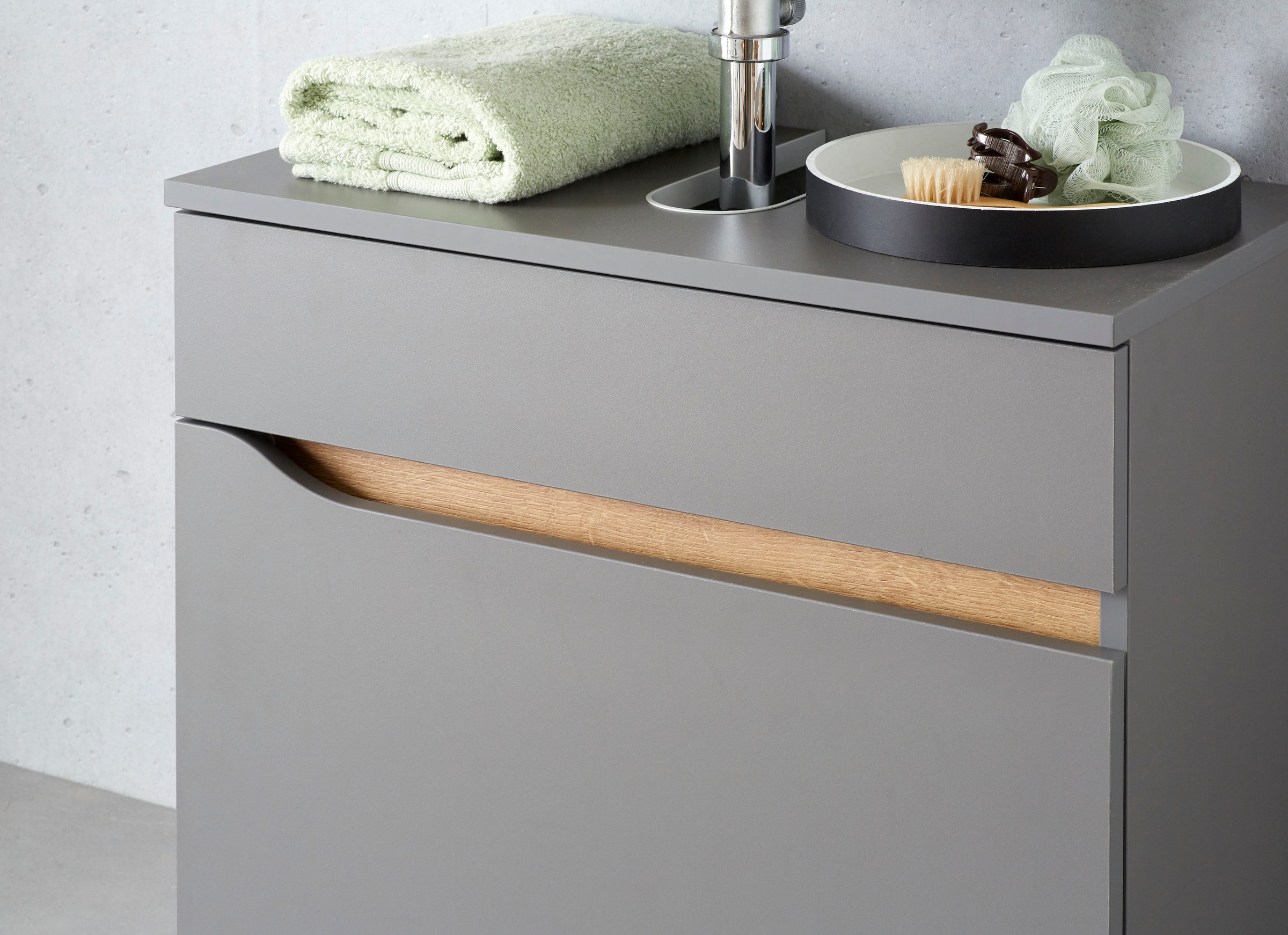 Saphir Badmöbel-Set »Quickset 2-teilig, Waschbeckenunterschrank mit LED-Spiegel«, (2 St.), Waschplatz 70 cm breit, ohne Waschbecken, 1 Schublade, Bad-Set