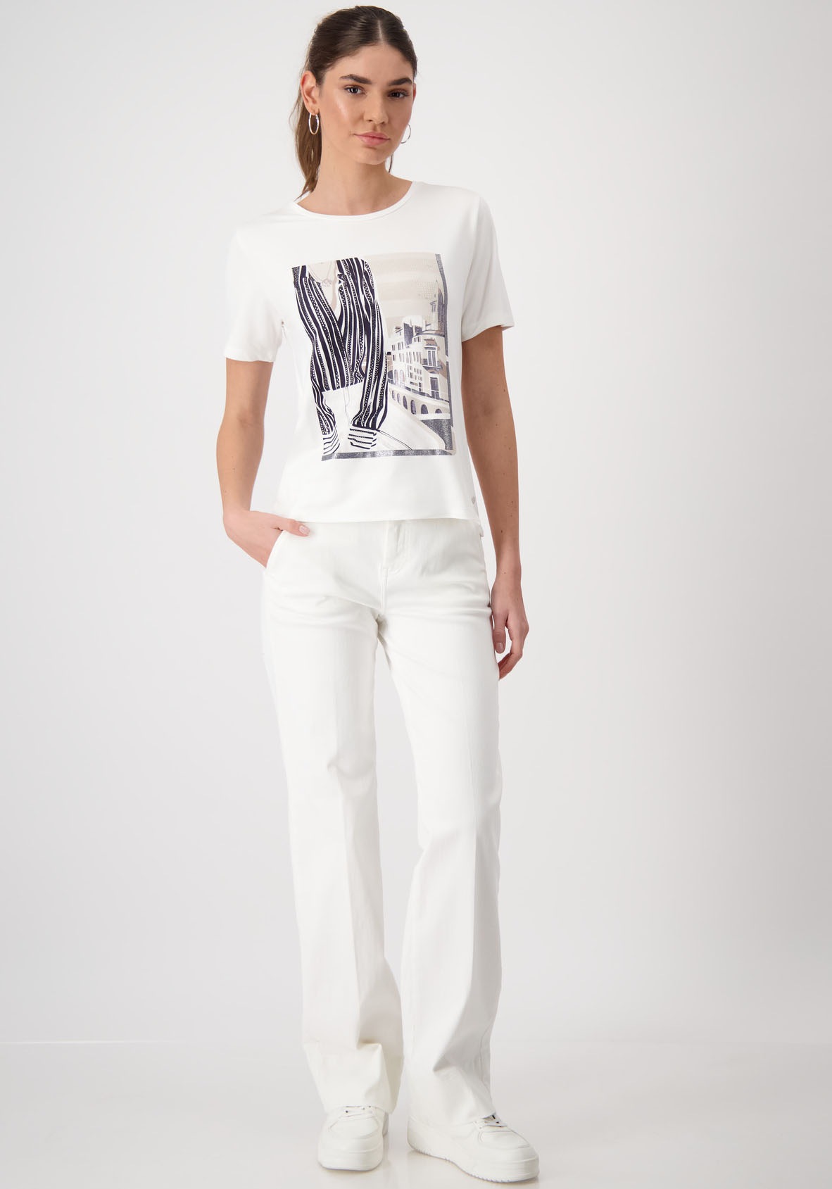 Monari Rundhalsshirt, mit Frontprint