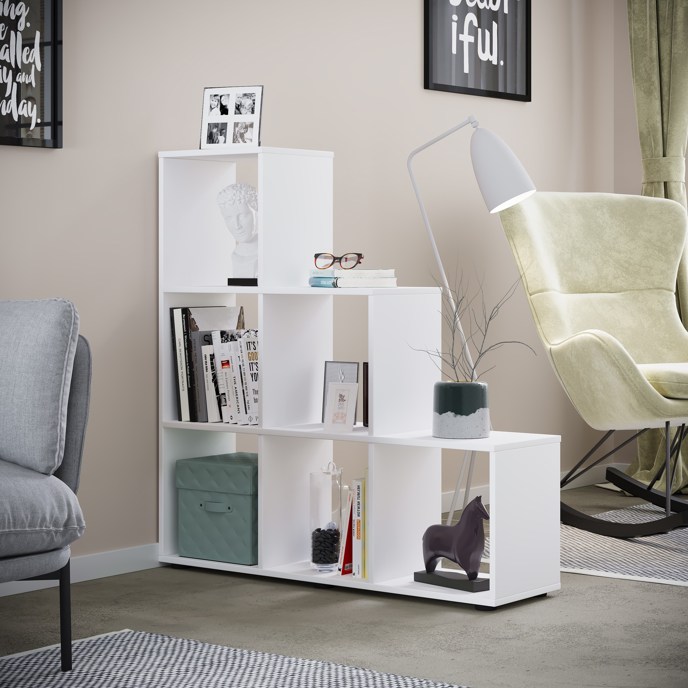 VCM Standregal »Holz Stand Treppenregal Regal 6 Fächer Nitas«