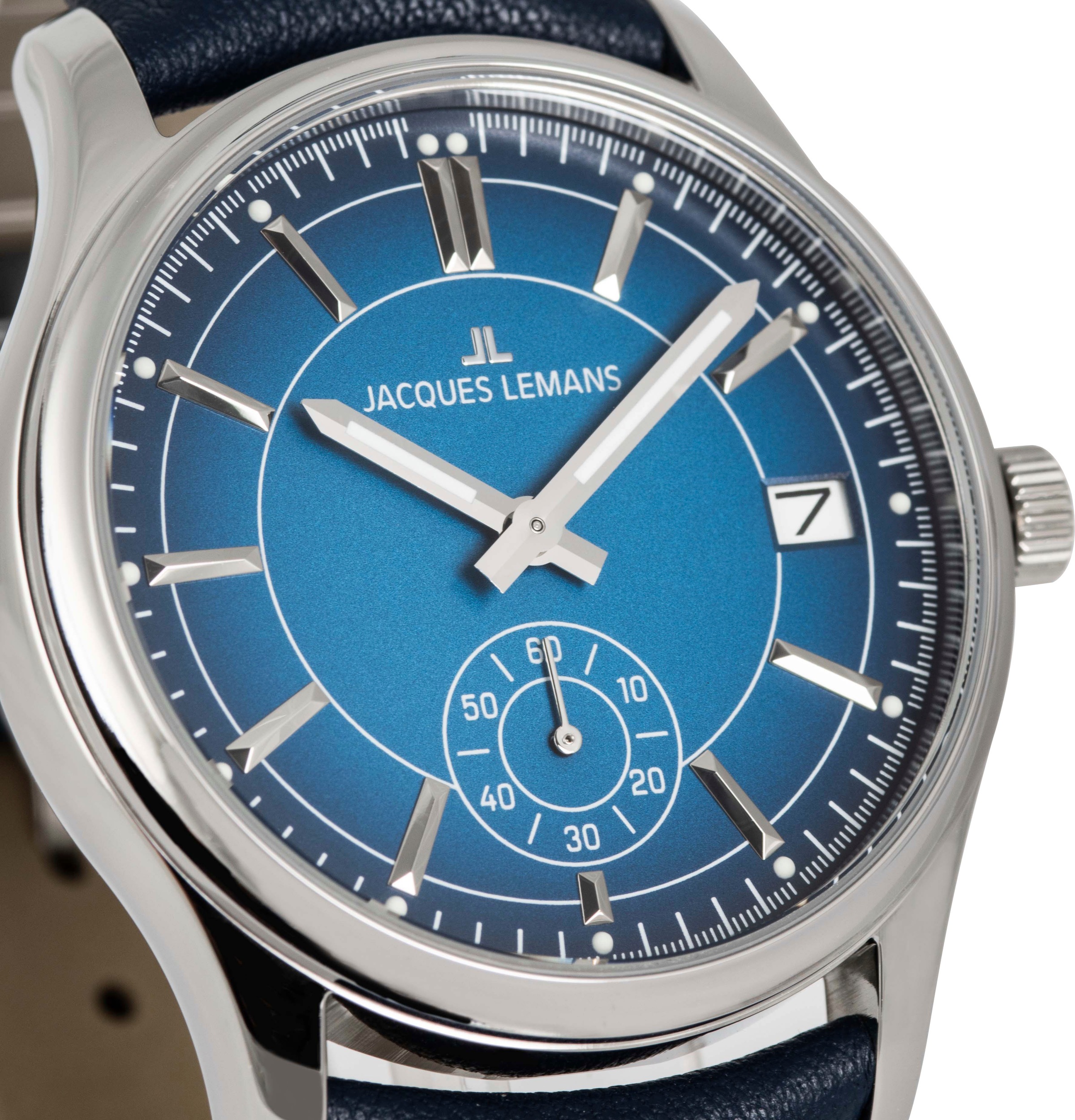 Jacques Lemans Quarzuhr »Derby«, Armbanduhr, Herrenuhr, Lederarmband, analog, Tag, kleine Sekunde
