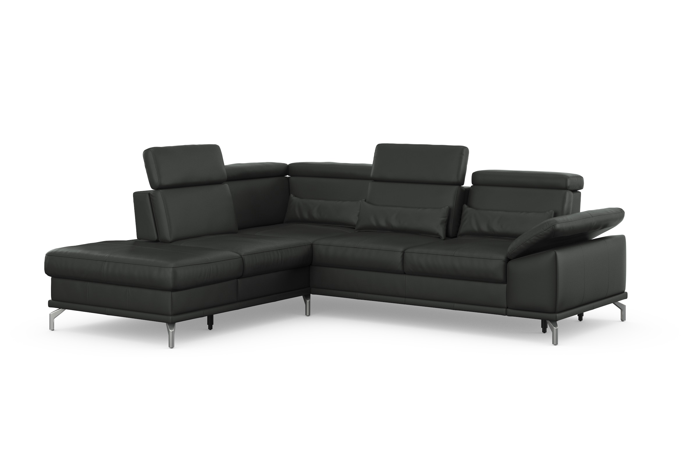 sit&more Ecksofa »Cabrio L-Form, mit Sitztiefenverstellung, Arm- und Kopfteilverstellung«, 3 Nierenkissen, Federkern, optional Bettfunktion und Stauraum