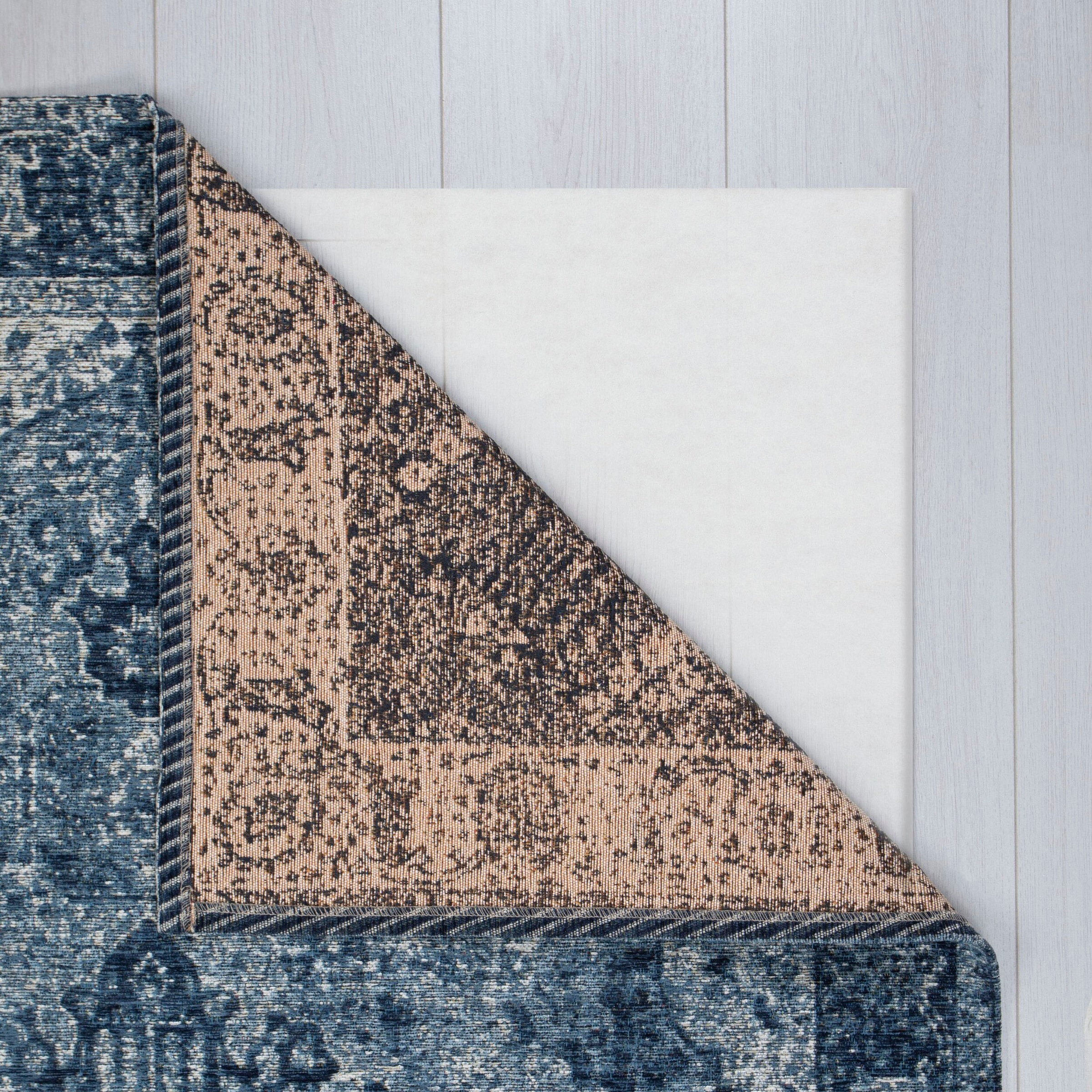 Teppich FLAIR RUGS "Antique Vintage-Muster", blau, B:120cm H:4mm L:170cm, Baumwolle, Kunstfaser, Teppiche, Teppich, Chenille Stil Teppich, Wohnzimmer, Schlafzimmer, Esszimmer 2