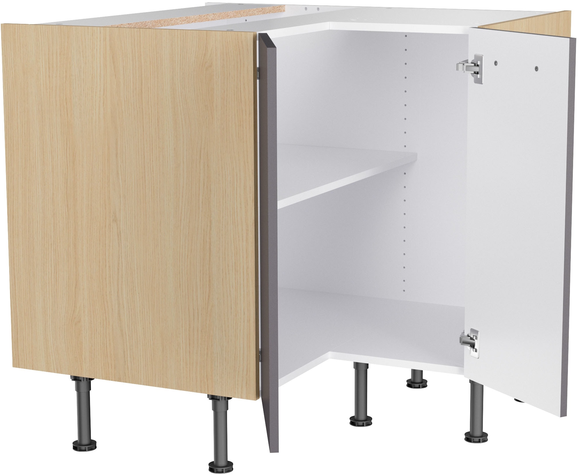 KOCHSTATION Eckunterschrank »KS-Lucy« Breite 90 x 90 cm, mit 2 Türen, Soft-Close, höhenverstellbare Füße