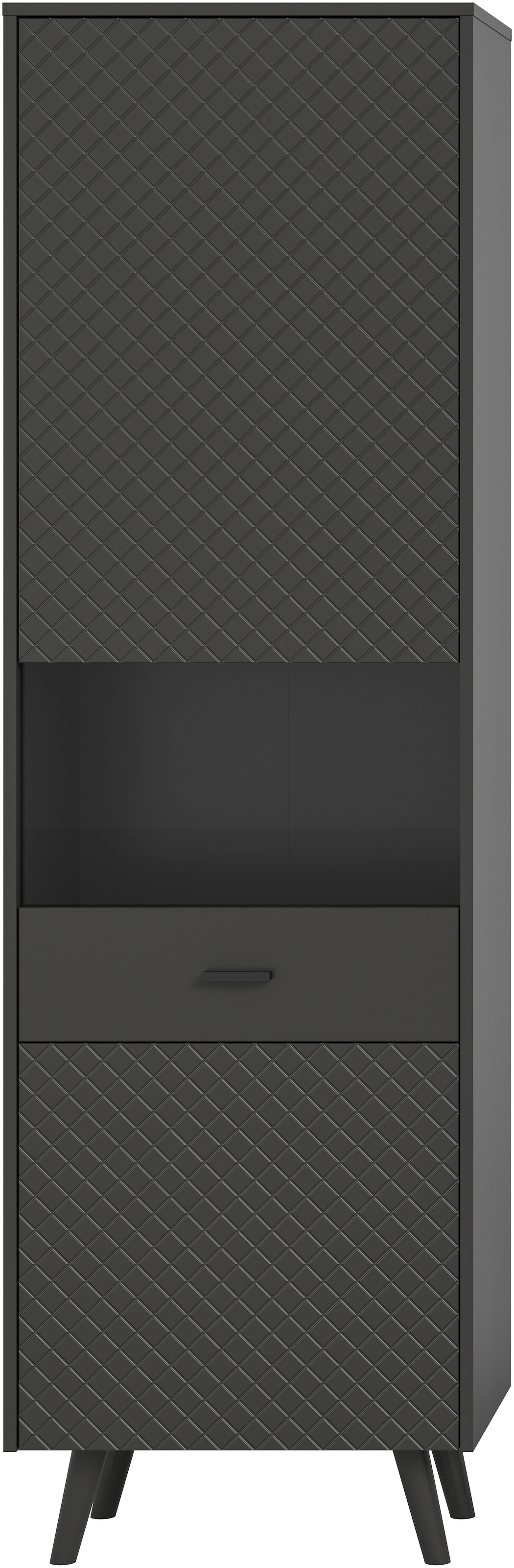 Home affaire Vitrine »RHOMBUS, hochwertige MDF-Front mit Karo-Optik« 1 Stk. tlg. Vitrine, Schrank, Wohnzimmer, Esszimmer
