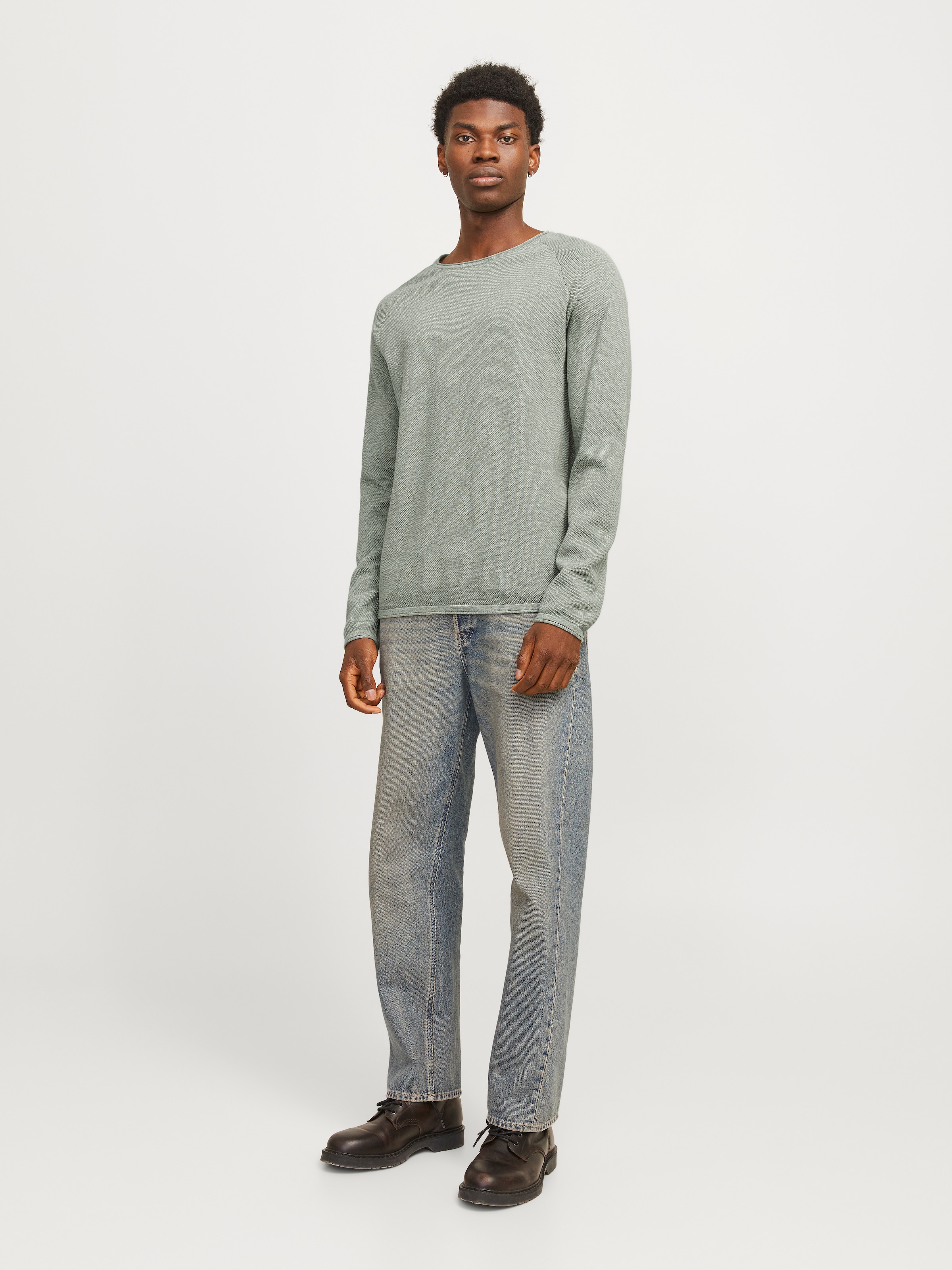 Jack & Jones Rundhalspullover »JJEHILL KNIT CREW NECK NOOS«, aus Strukturstrick