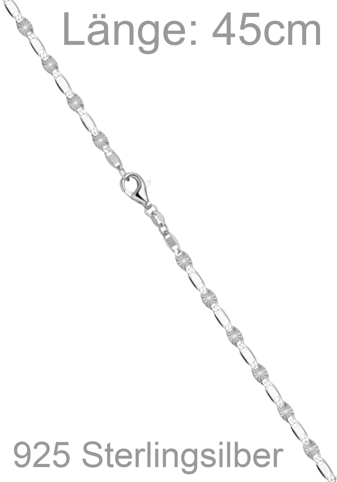 JOBO Kette ohne Anhänger »Kette Fantasiekette 3,2 mm« 925 Silber rhodiniert