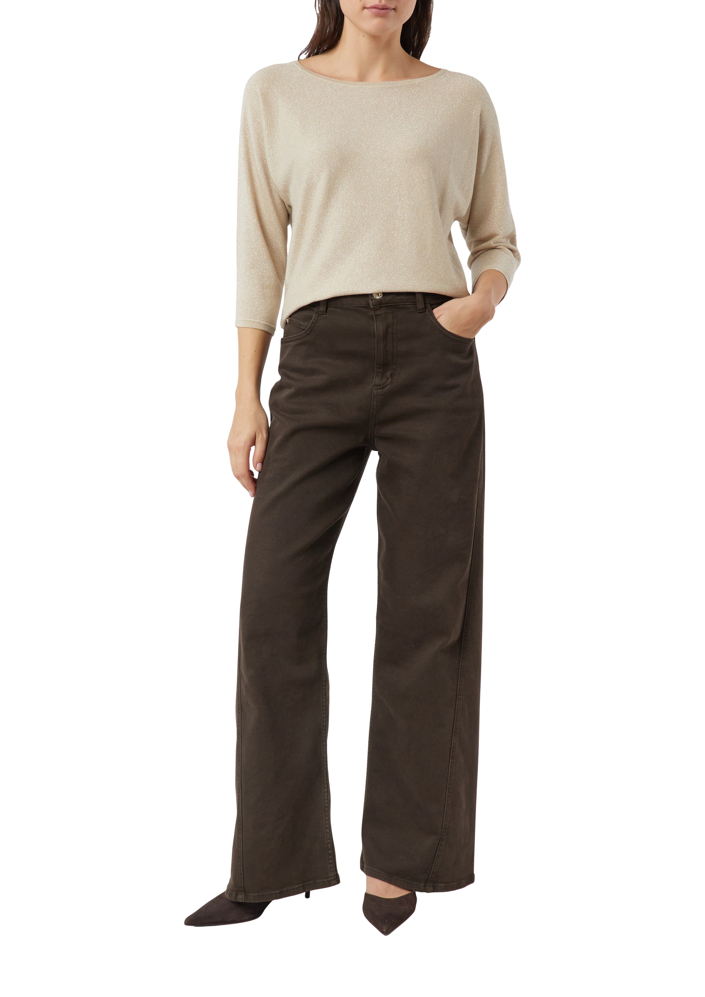 Comma 3/4 Arm-Pullover mit Glitzerdetails