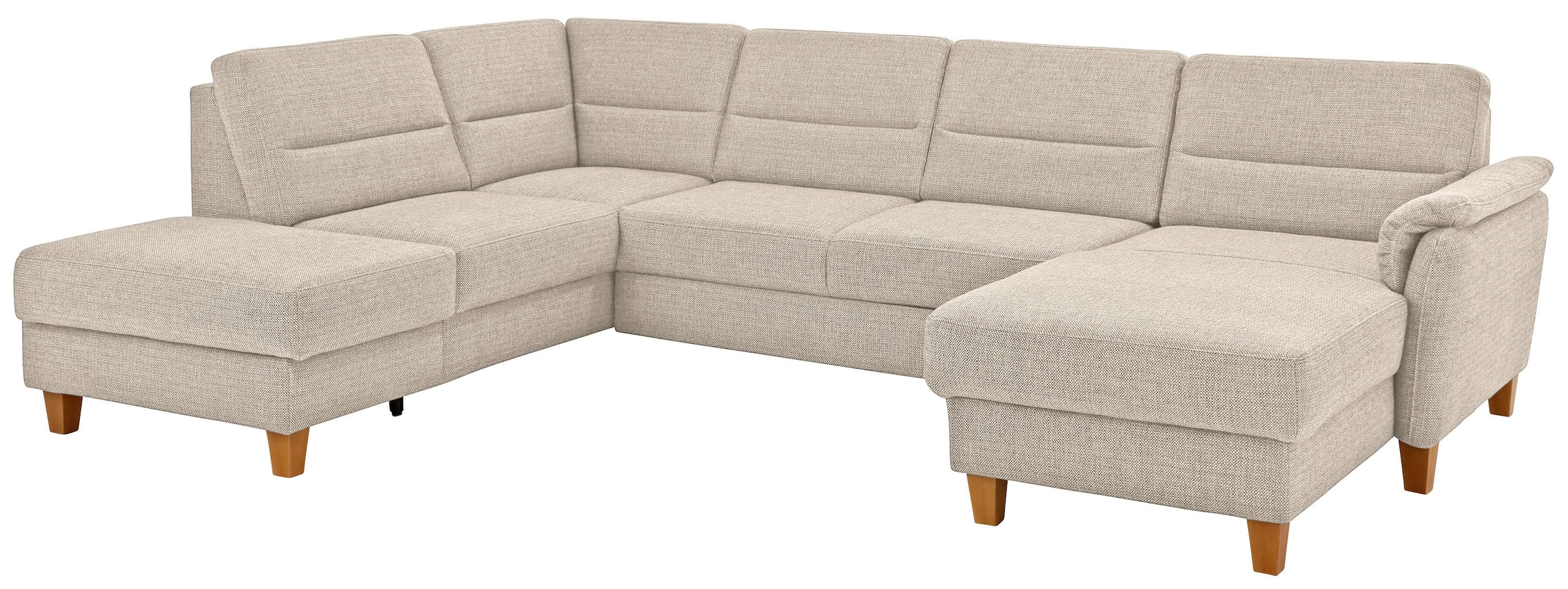 Home affaire Wohnlandschaft "Palmera U-Form, B: 308 cm, große Stoff + Leder Auswahl" mit Schlaffunktion, optional Bettkasten, Federkern, XXL-Wohnlandschaft
