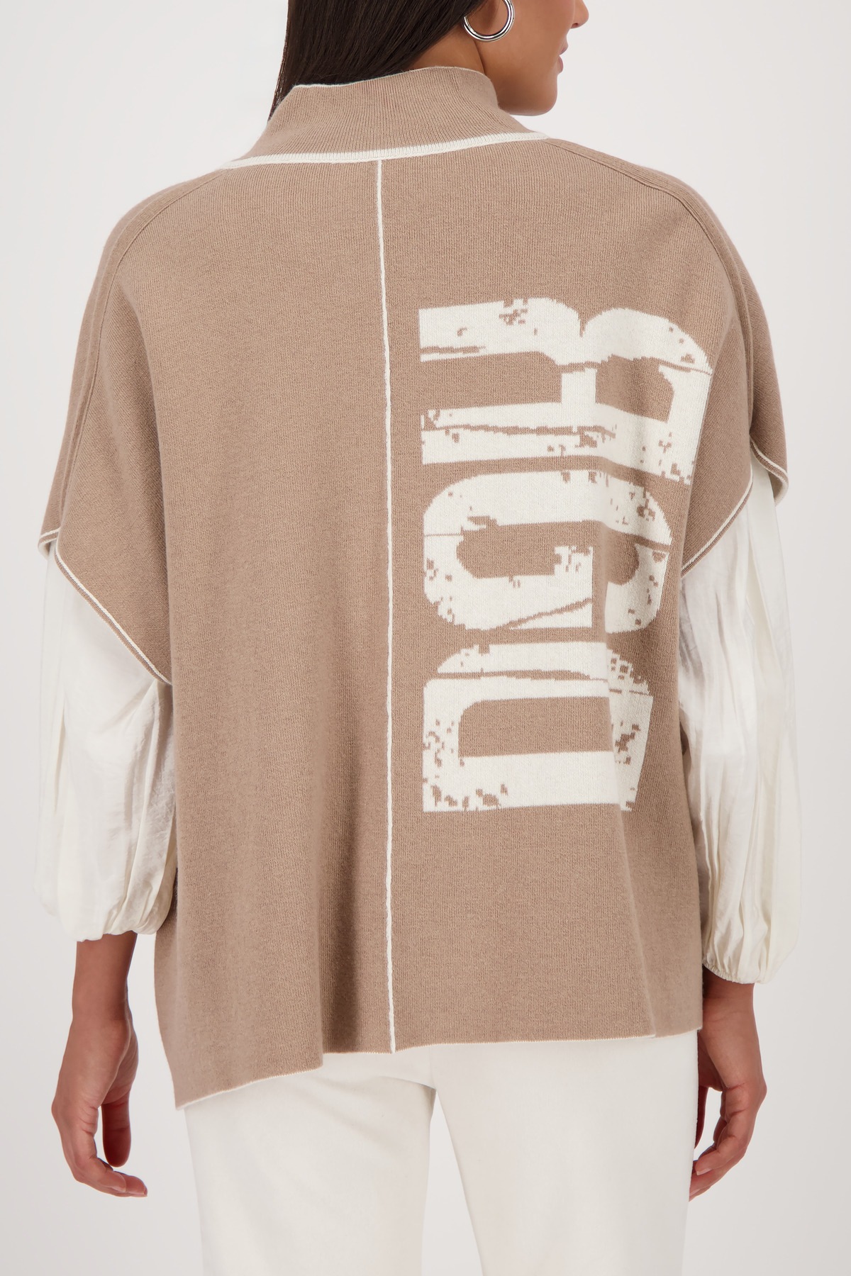 Monari Strickcape "Jacke Strickcape Schrift", Oversize fit mit Rundhalsauss günstig online kaufen
