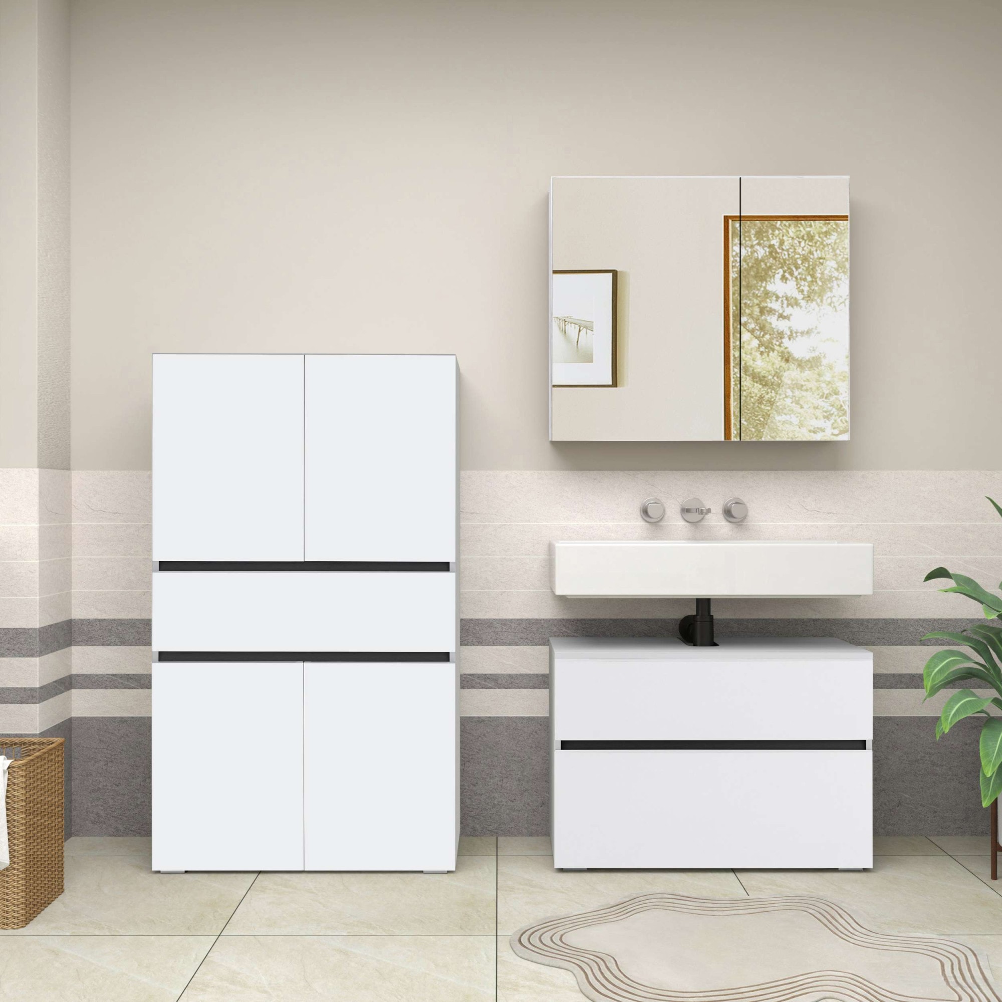 Home affaire Midischrank »Wisla«, mit 4 Türen & 1 Schublade, Breite 76 cm, Höhe 130 cm