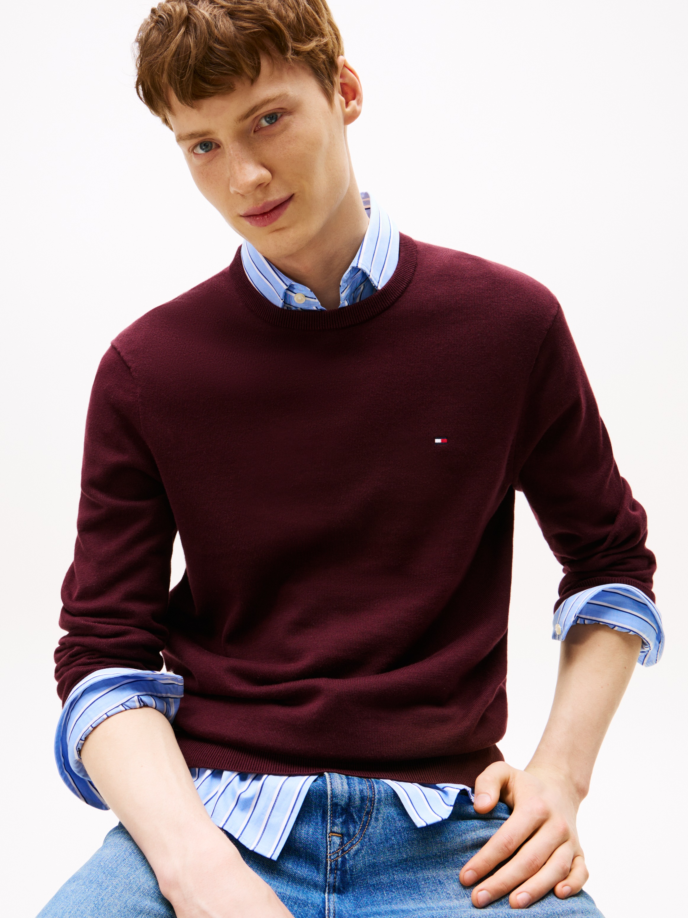 Tommy Hilfiger Rundhalspullover "ESSENTIAL COTTON CREW NECK" Crewneck Regul günstig online kaufen