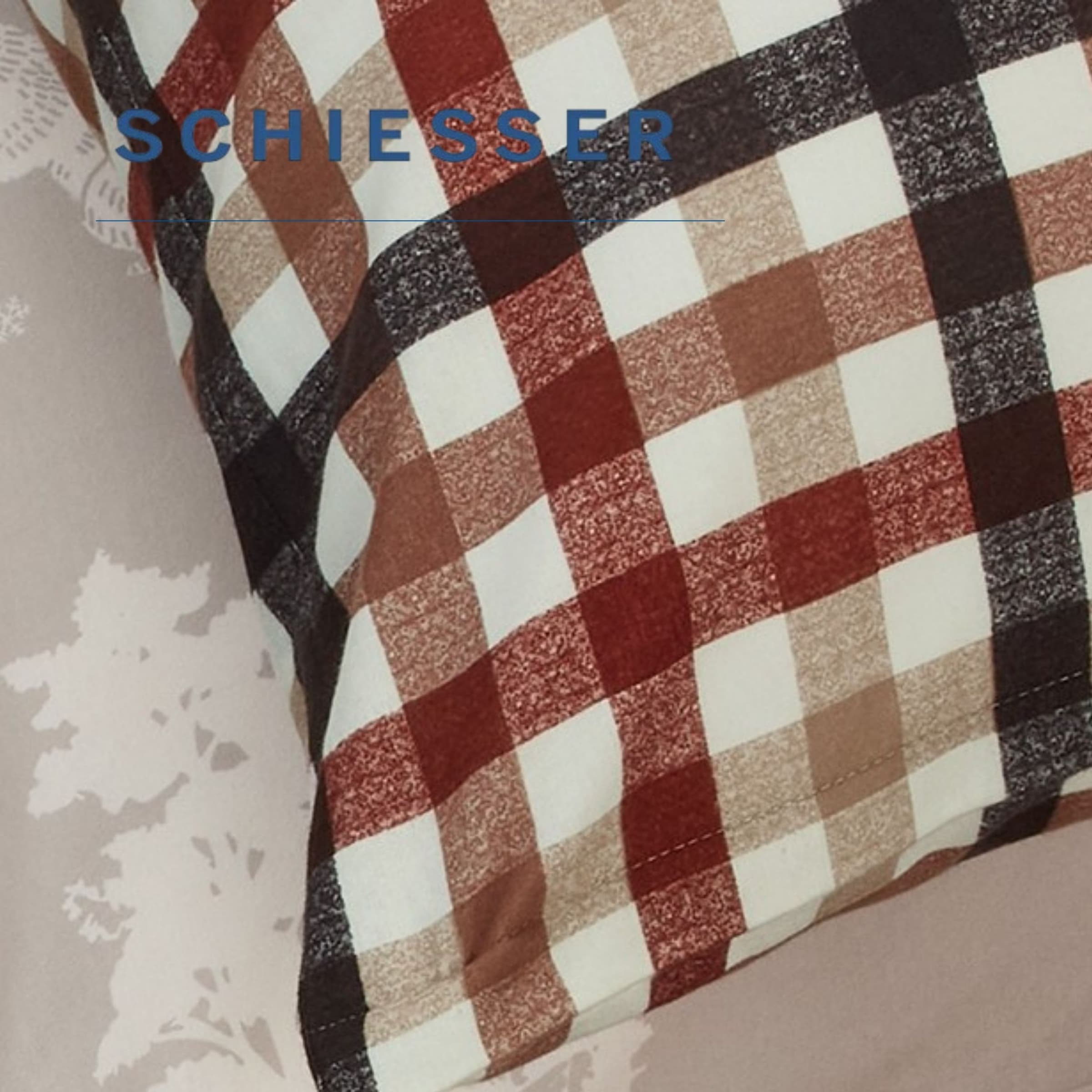 Schiesser Bettwäsche »James aus weichem Baumwoll-Feinbiber mit traditionellen Karos« 2 Stk. OEKO-TEX® MADE IN GREEN