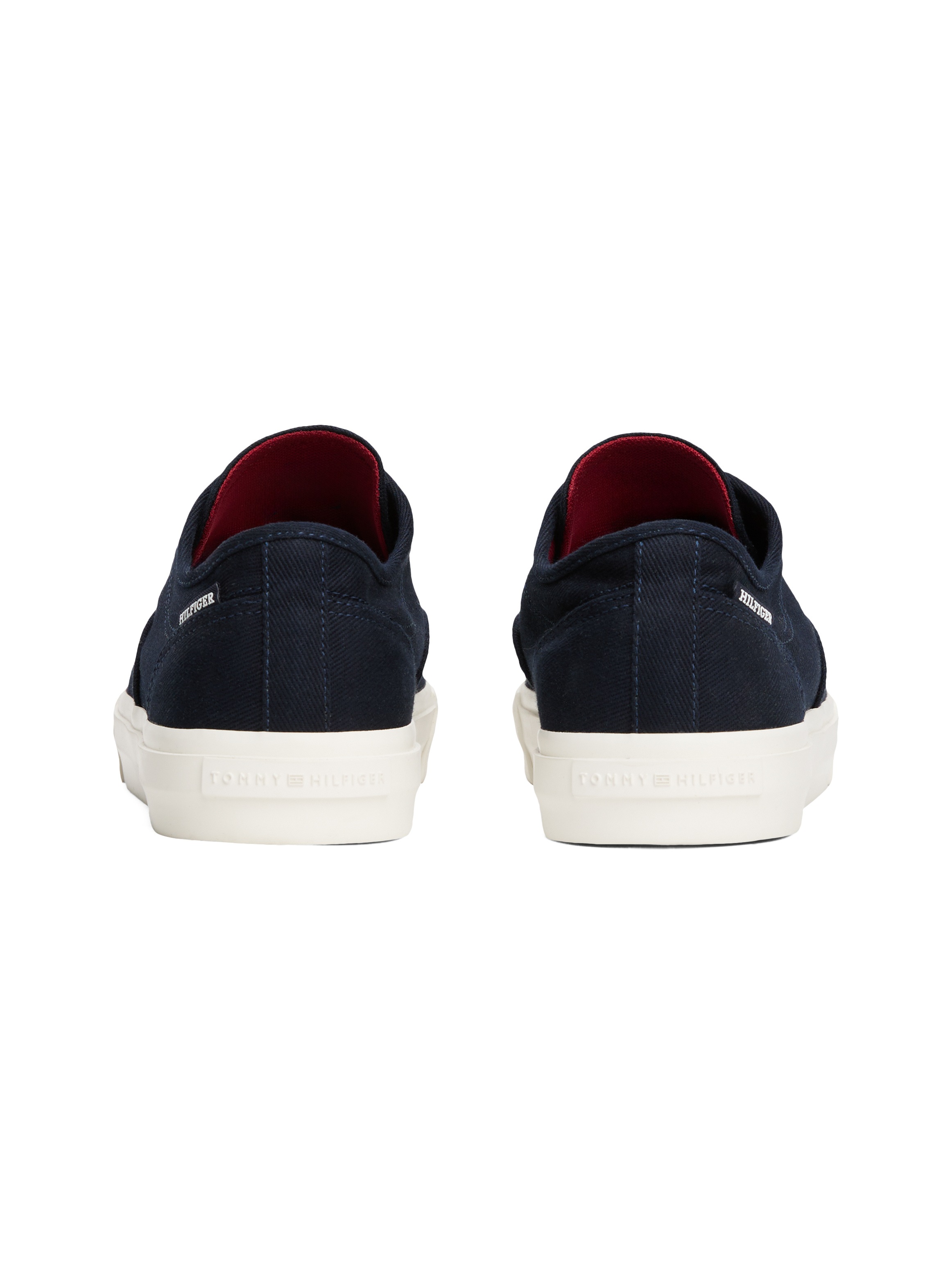 Tommy Hilfiger Sneaker »TH HI VULC LOW OXFORD TWILL«, Freizeitschuh, Halbschuh, Schnürschuh mit Label an der Ferse