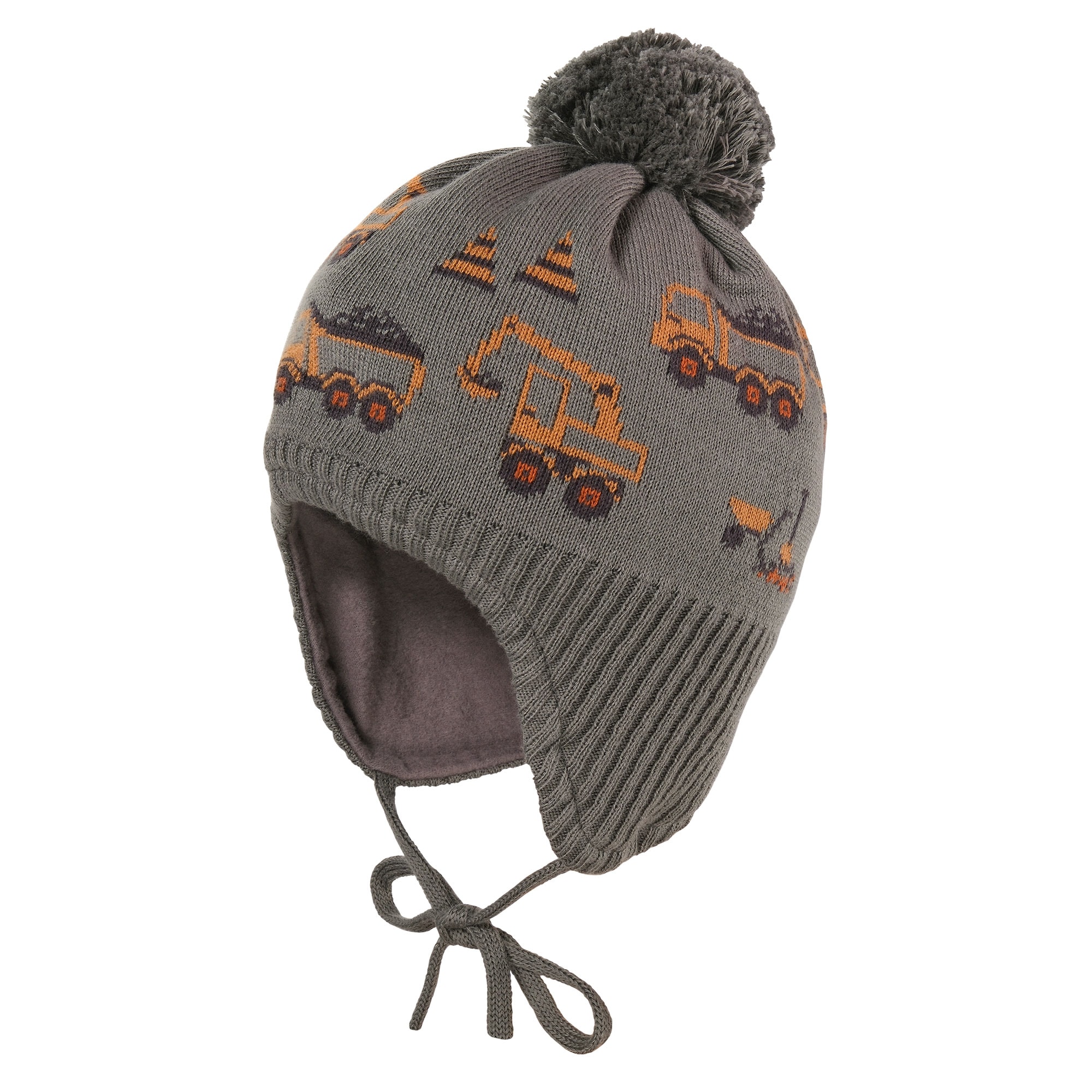 MAXIMO Jungen Strickmütze, grün, Gr. 51, mehrfarbig, Strick, Baumwolle, Mützen, Baumwolle, gefüttert, zum Binden, Bommel