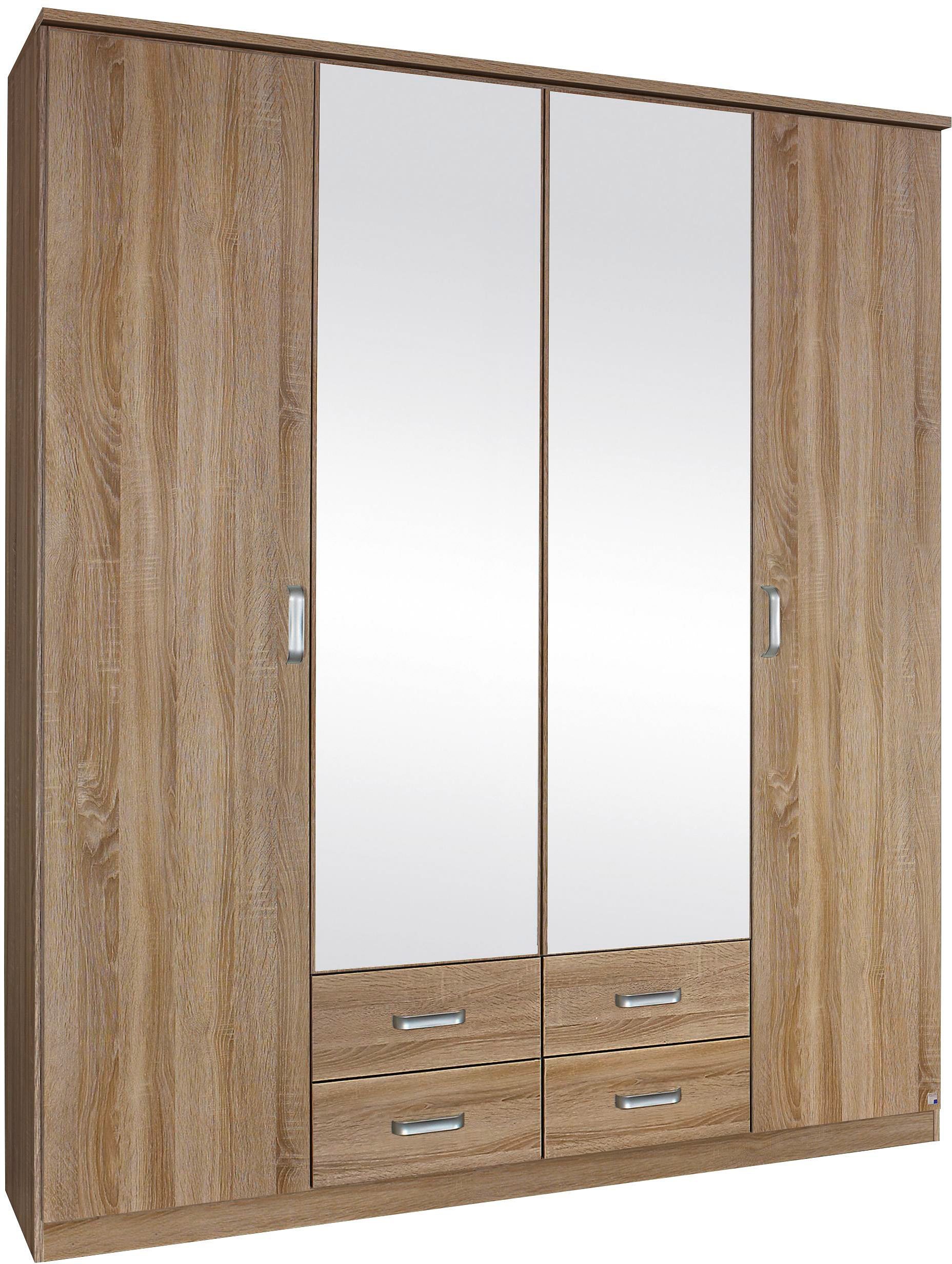 rauch Kleiderschrank "Schrank Drehtürenschrank Garderobe Ankleide Schlafzimmerschrank GANDRA" Breiten 136/181/226/271 cm, Höhe 212 cm, mit Oberkranz und voll aufgelegtem Spiegel MADE IN GERMANY