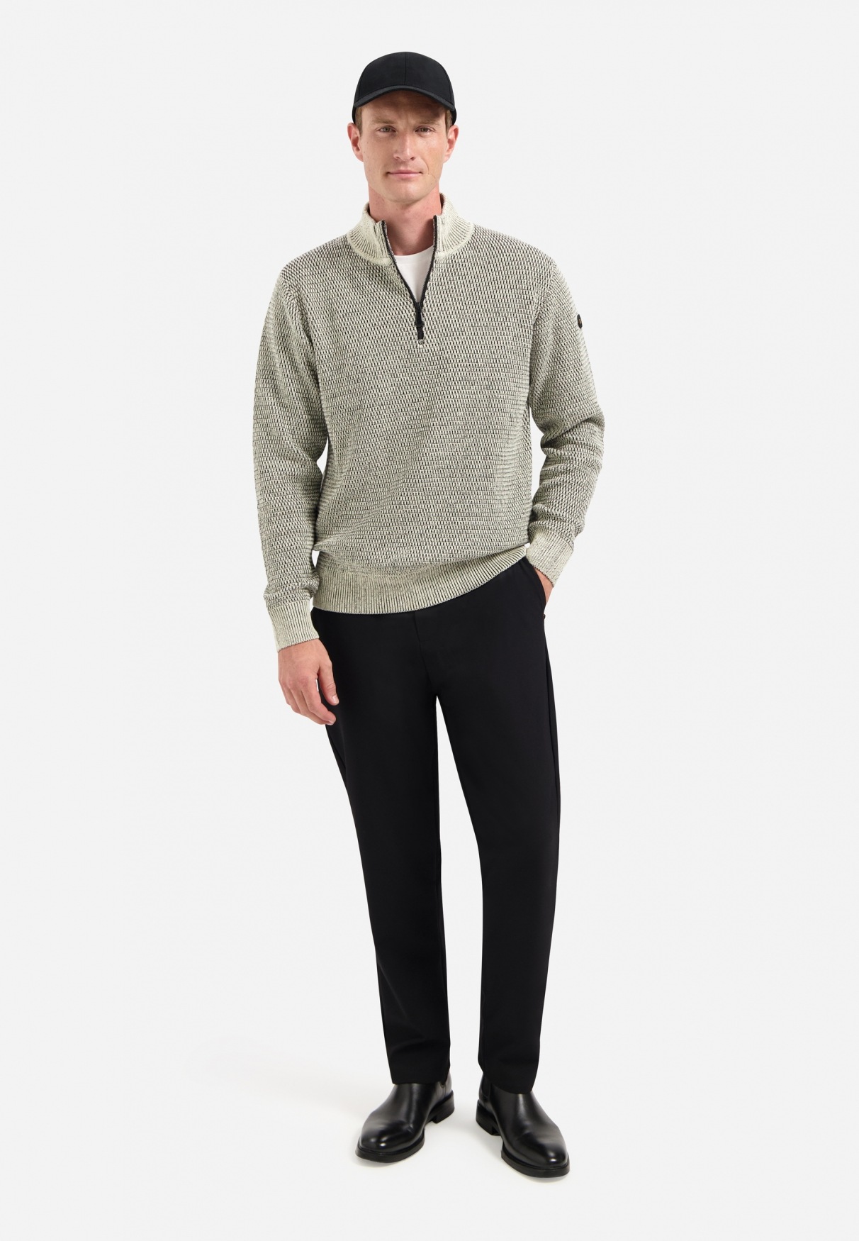 Thumbnail - NO EXCESS Stehkragenpullover "No Excess Melierter Half-Zip-Sweater"