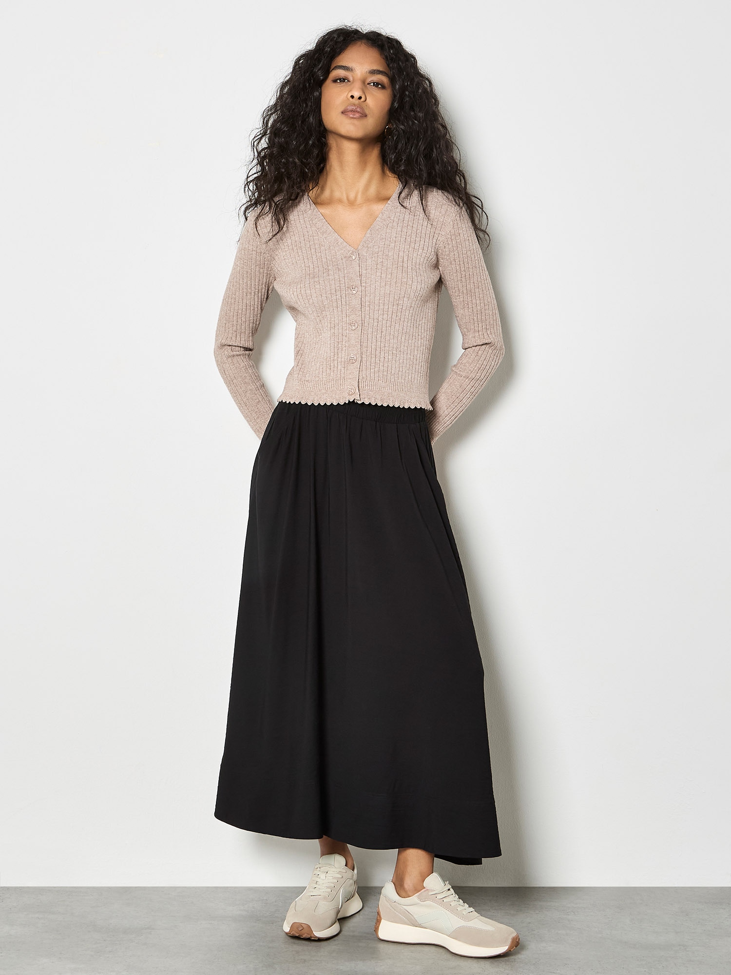 Apricot Cardigan »Gerippte Strickjacke mit Wellenkante« in unifarben