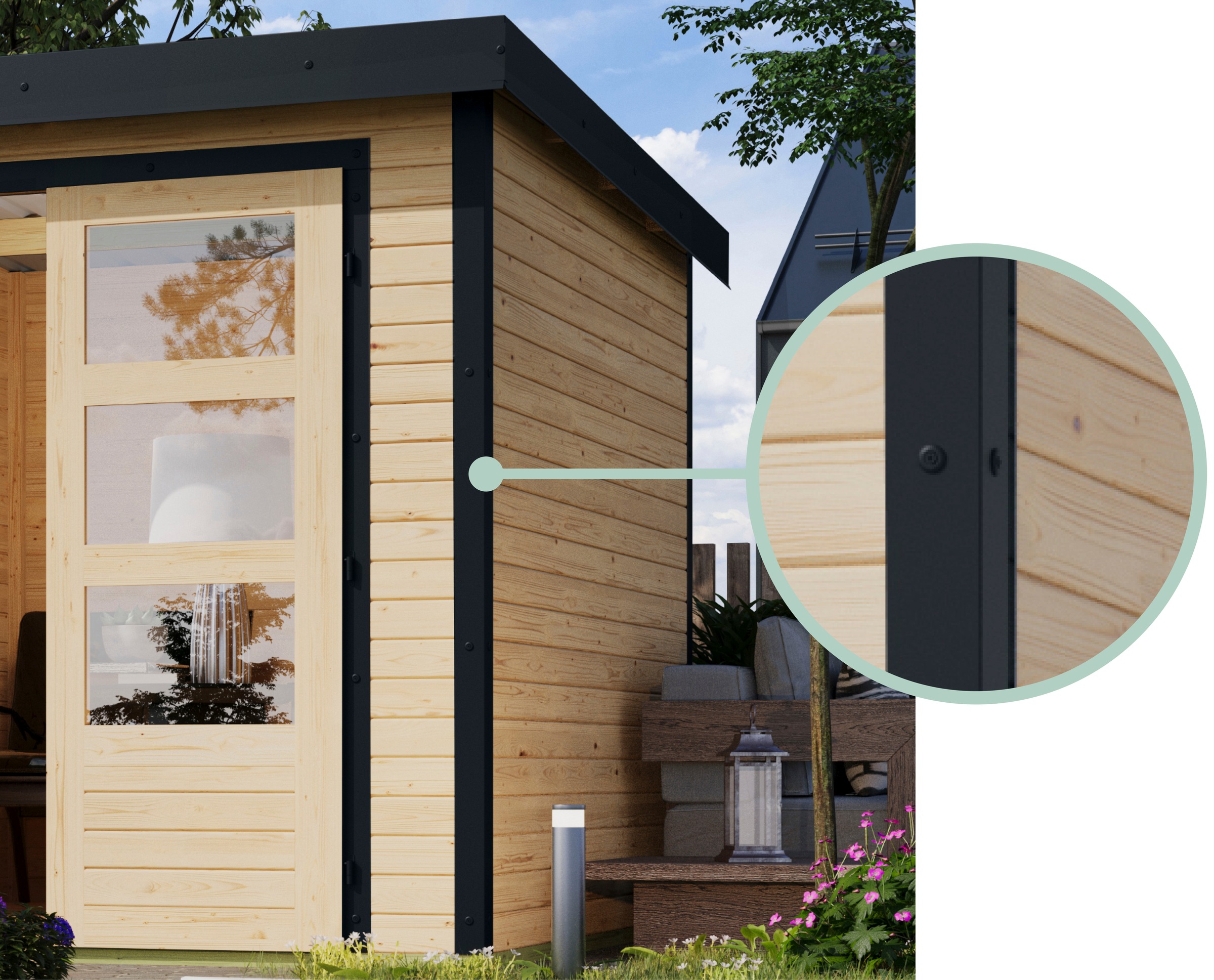 Karibu Gartenhaus »"Jupiter A"«, naturbelassen/anthrazit