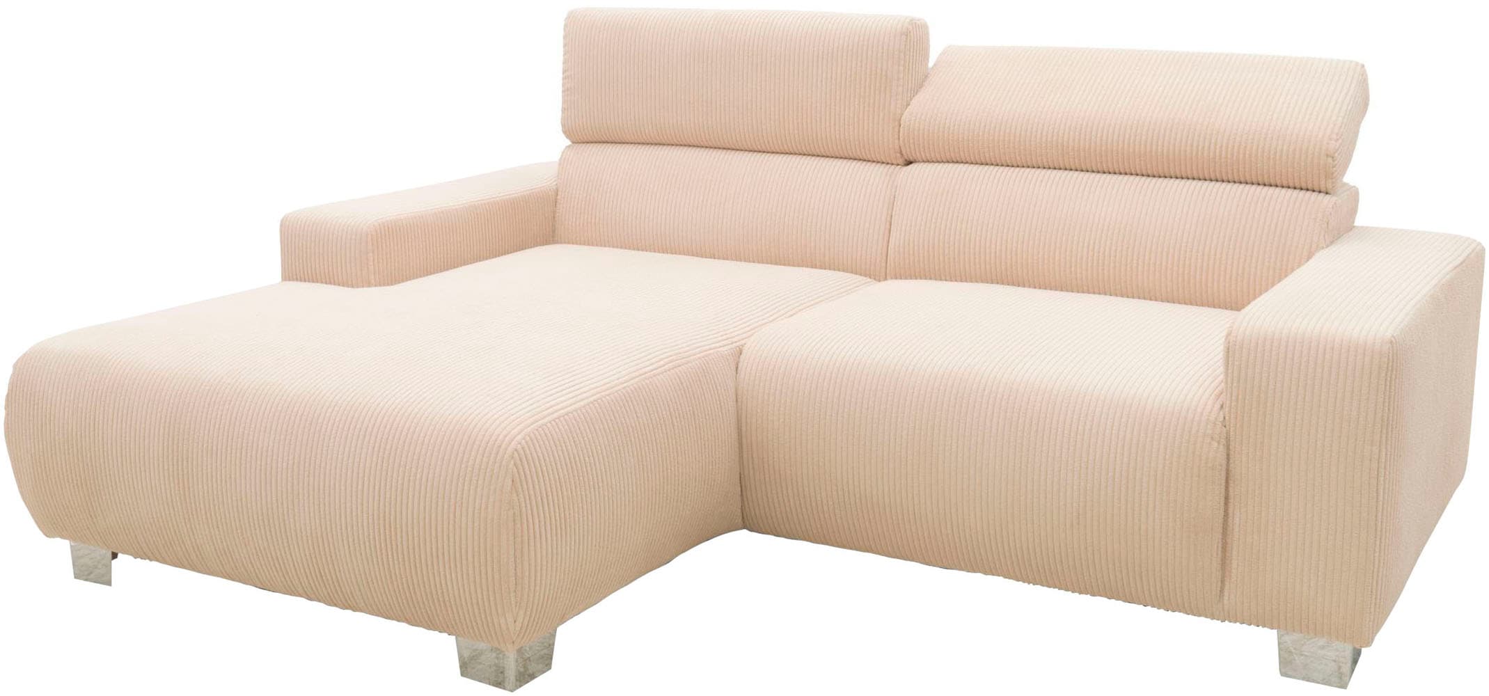 DOMO collection Ecksofa »100030 inkl. Kopfteilverstellung, guter Sitzkomfort, Cordbezug, L-Form«, mit komfortabler Wellenunterfederung, ideal für kleine Räume