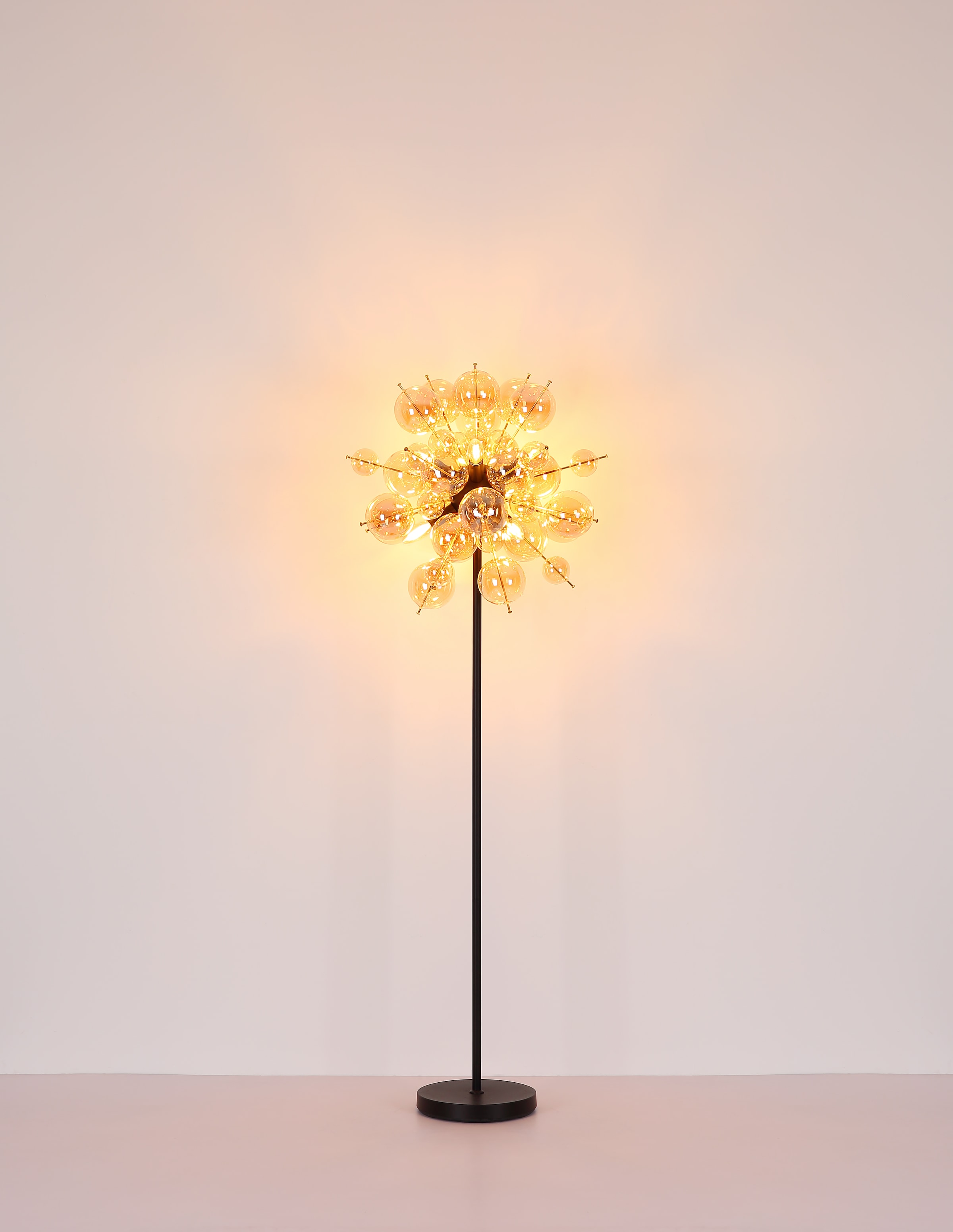 GLOBO LIGHTING Stehlampe »UDO«, Leuchtmittel E14 | ohne Leuchtmittel, Stehlampe/goldfarben/Glaskugeln/modern/Wohnzimmer/Flur/Schlafzimmer