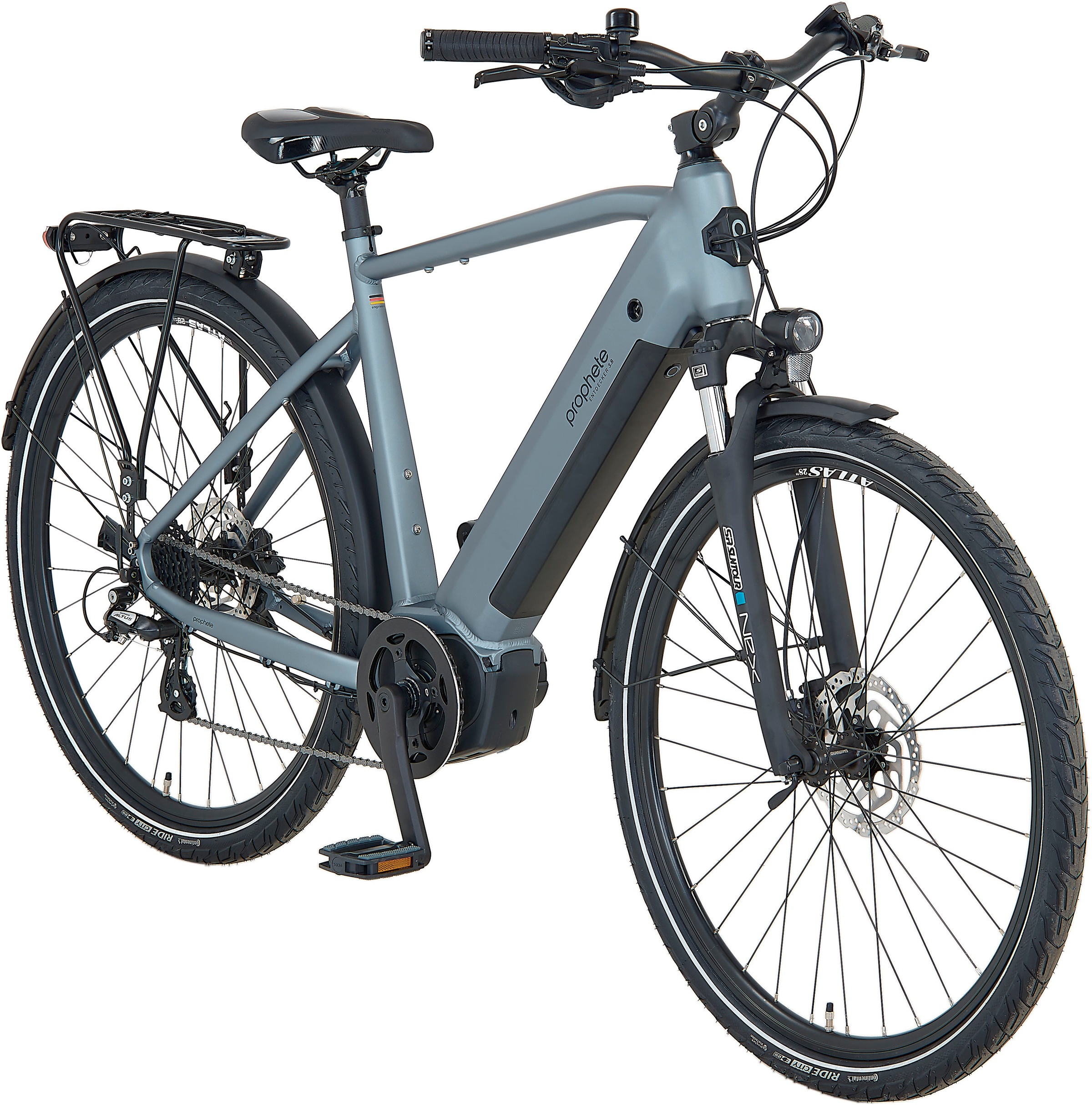 Prophete "Entdecker 3.8" 8 Gang Shimano Altus Schaltwerk Kettenschaltung Mittelmotor 250 W Pedelec, Elektrofahrrad für Herren