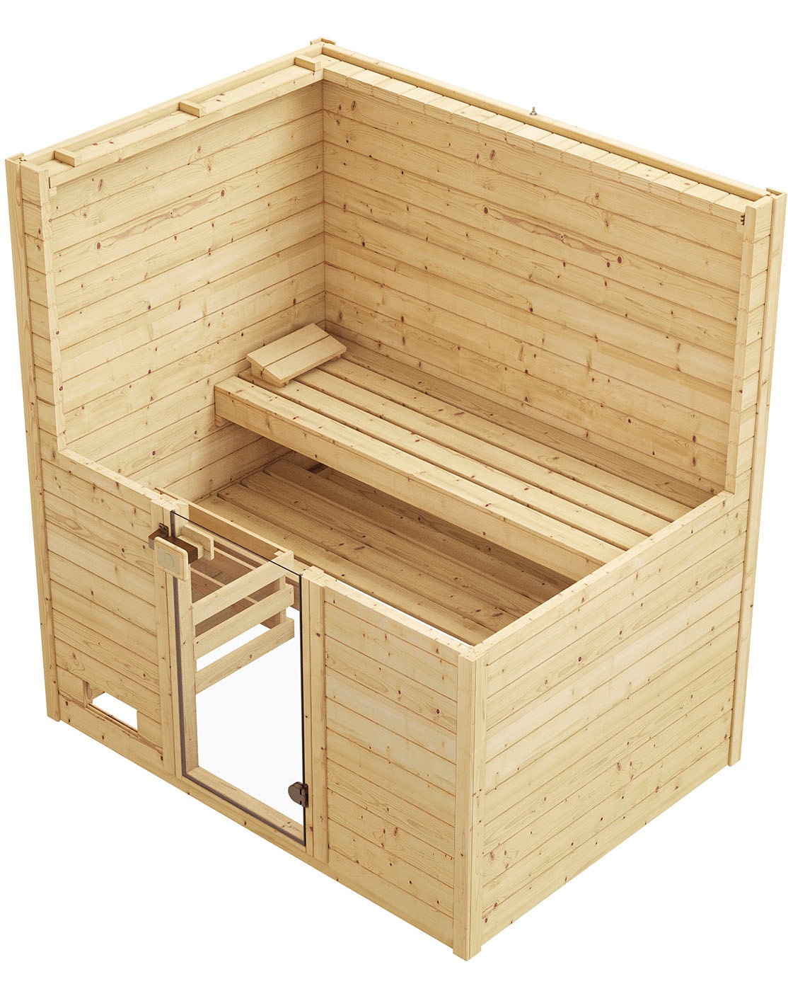 weka Sauna »Massivholzsauna VALIDA 2«, Blockbohlen, moderne Ganzglastür
