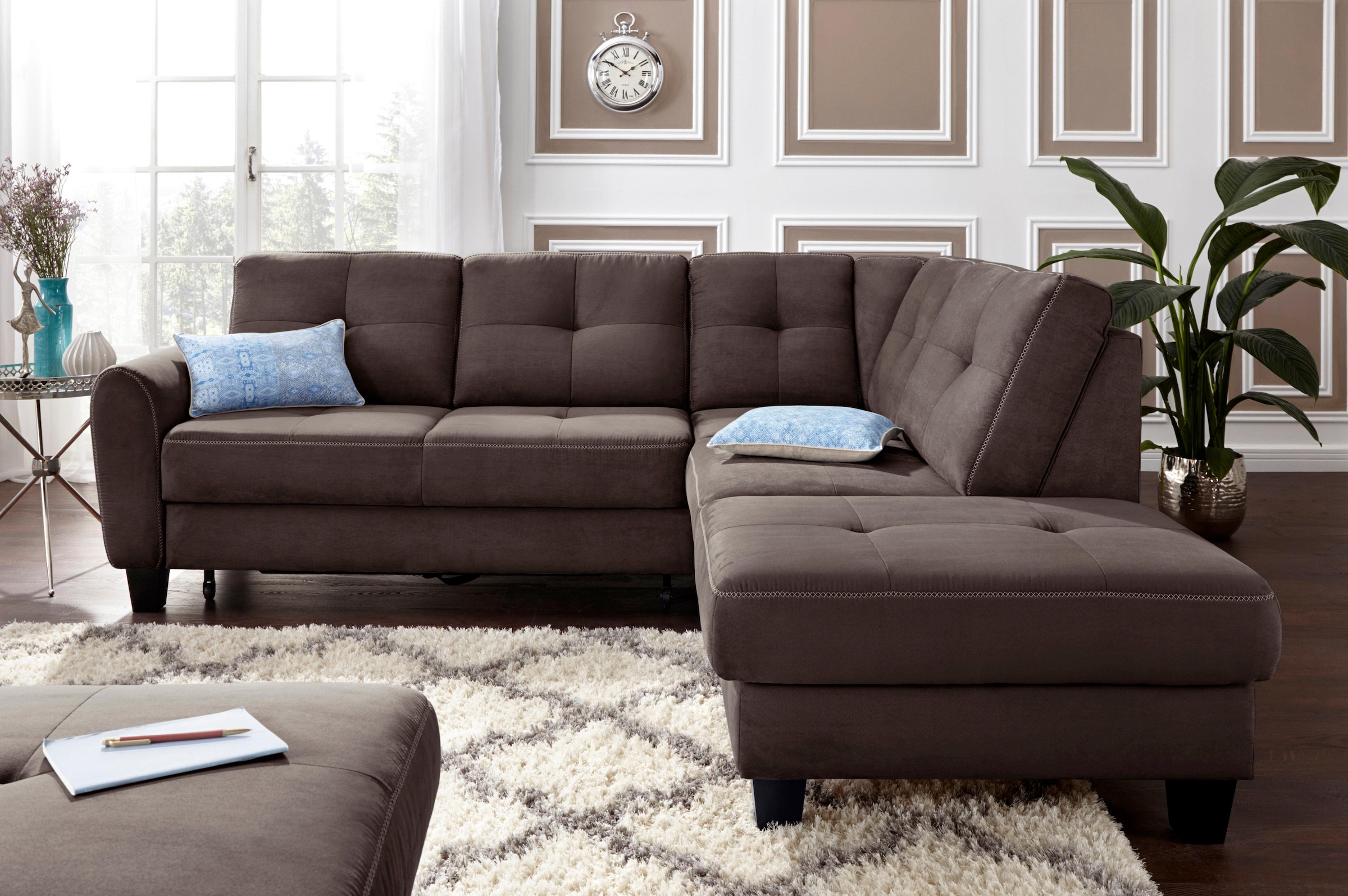 sit&more Ecksofa "Varese L-Form", mit Federkern, wahlweise mit Bettfunktion und Stauraum